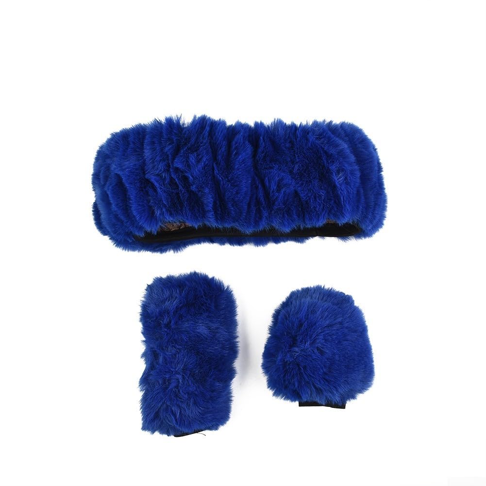 Verbessern Sie Ihre Fahrt mit unserem 3-teiligen flauschigen Lenkradbezug-Set für den Winter (blau) von ZMdooreasy