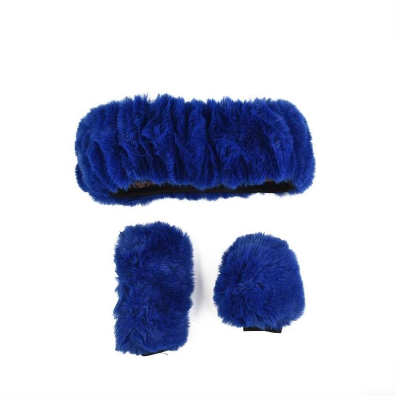 Verbessern Sie Ihre Fahrt mit unserem 3-teiligen flauschigen Lenkradbezug-Set für den Winter (blau) von ZMdooreasy