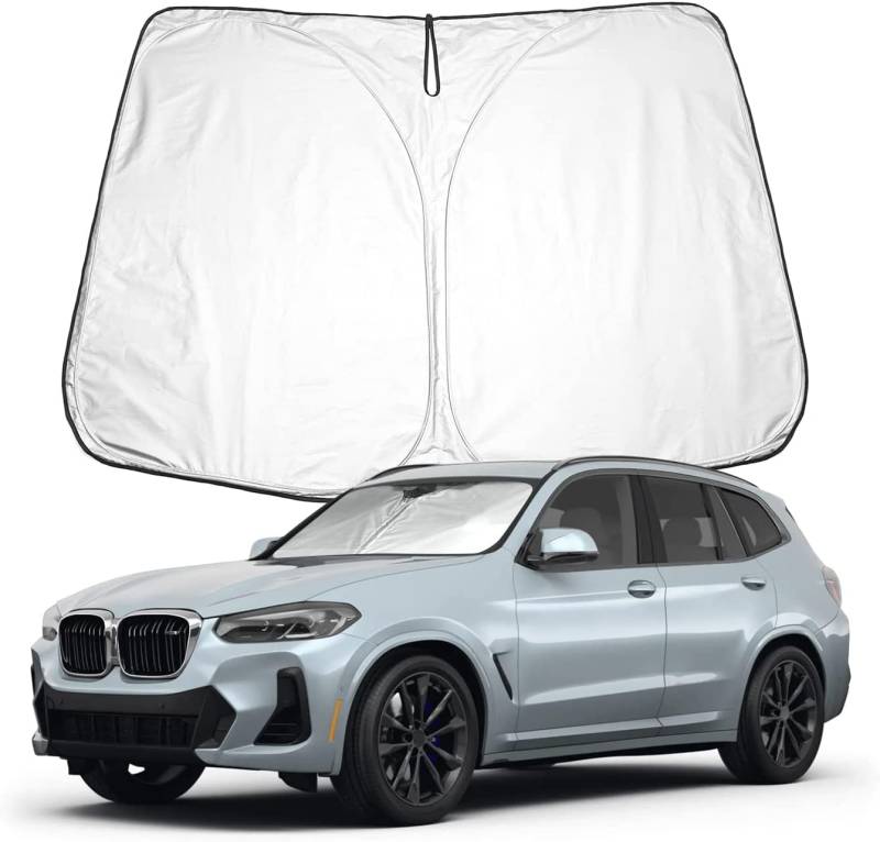 Auto Windschutzscheibe Sonnenblende für BMW X3 iX3 G01 2018 2019 2020 2021 2022 2023 2024 2025, Faltbar Blockiert UV-Strahlen Vollständige Abdeckung Sonnenblende von ZNCJY