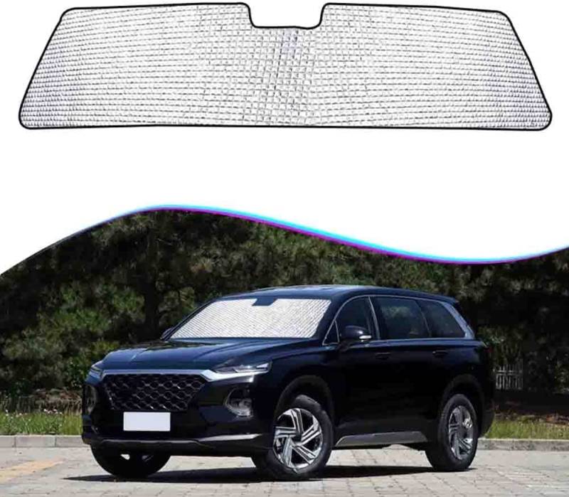 Auto Windschutzscheibe Sonnenblende für Hyundai Santa FE TM 2015-2019 2020 2021 2022 2023 2024 2025, Faltbar Blockiert UV-Strahlen Vollständige Abdeckung Sonnenblende von ZNCJY