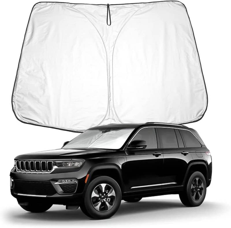 Auto Windschutzscheibe Sonnenblende für Jeep Cherokee KL 2014-2017 2018 2019 2020 2021 2022 2023 2024 2025, Faltbar Blockiert UV-Strahlen Vollständige Abdeckung Sonnenblende von ZNCJY