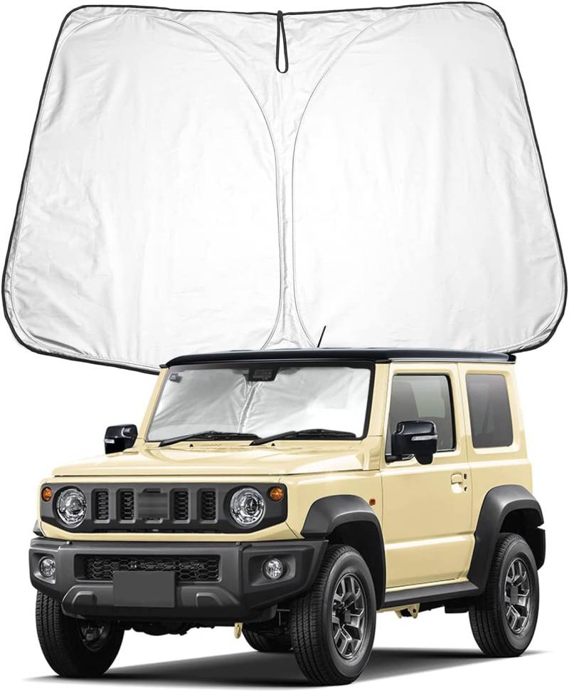 Auto Windschutzscheibe Sonnenblende für Jimny JB64S JB74W 2018 2019 2020 2021 2022 2023 2024 2025, Faltbar Blockiert UV-Strahlen Vollständige Abdeckung Sonnenblende von ZNCJY
