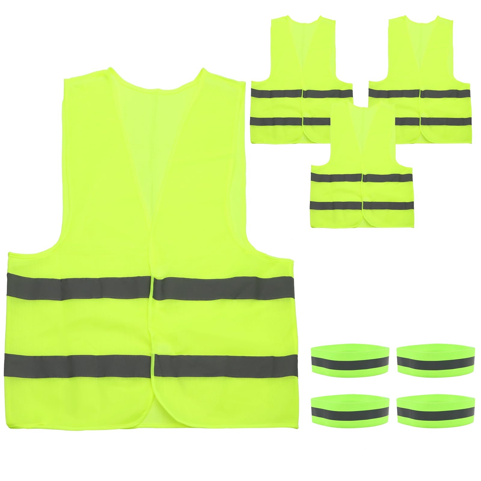 ZOCONE 4 Stück Reflektierend Sicherheitsweste Grüner Warnwesten Auto, Warnwesten mit Reflektierendes Armband High Visibility Vest für Autofahrern Fahrern Arbeitskräften Pannenhilfe von ZOCONE