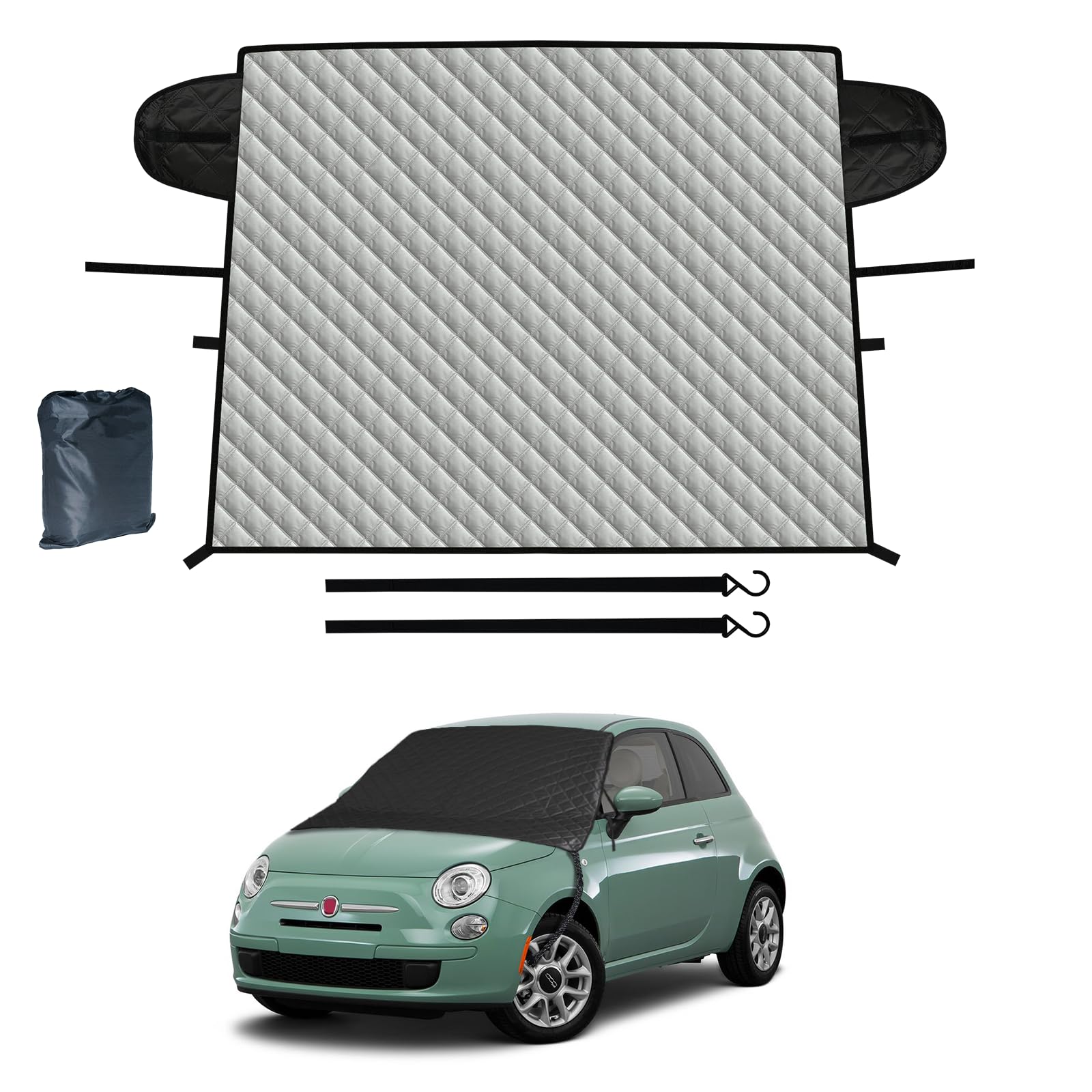 ZOIBV Auto Frontscheibenabdeckung, Windschutzscheibenabdeckung Passend für Kleinwagen wie FIAT 500/Tipo, Opel Astra/Corsa, Mini, VW Polo/Up/Golf - Autoscheibenabdeckung gegen Frost, Schnee, EIS von ZOIBV