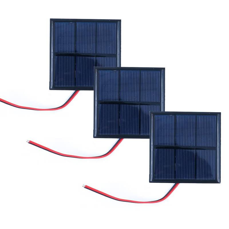 Packung mit 3 ZONADAH 0.7W 1.5V Mini Wired Solar Panels, Batter Charger, DIY Home, Science School Projekte, Camping, Angeln, Wandern Outdoor Garten Licht Ladewerkzeuge von ZONADAH