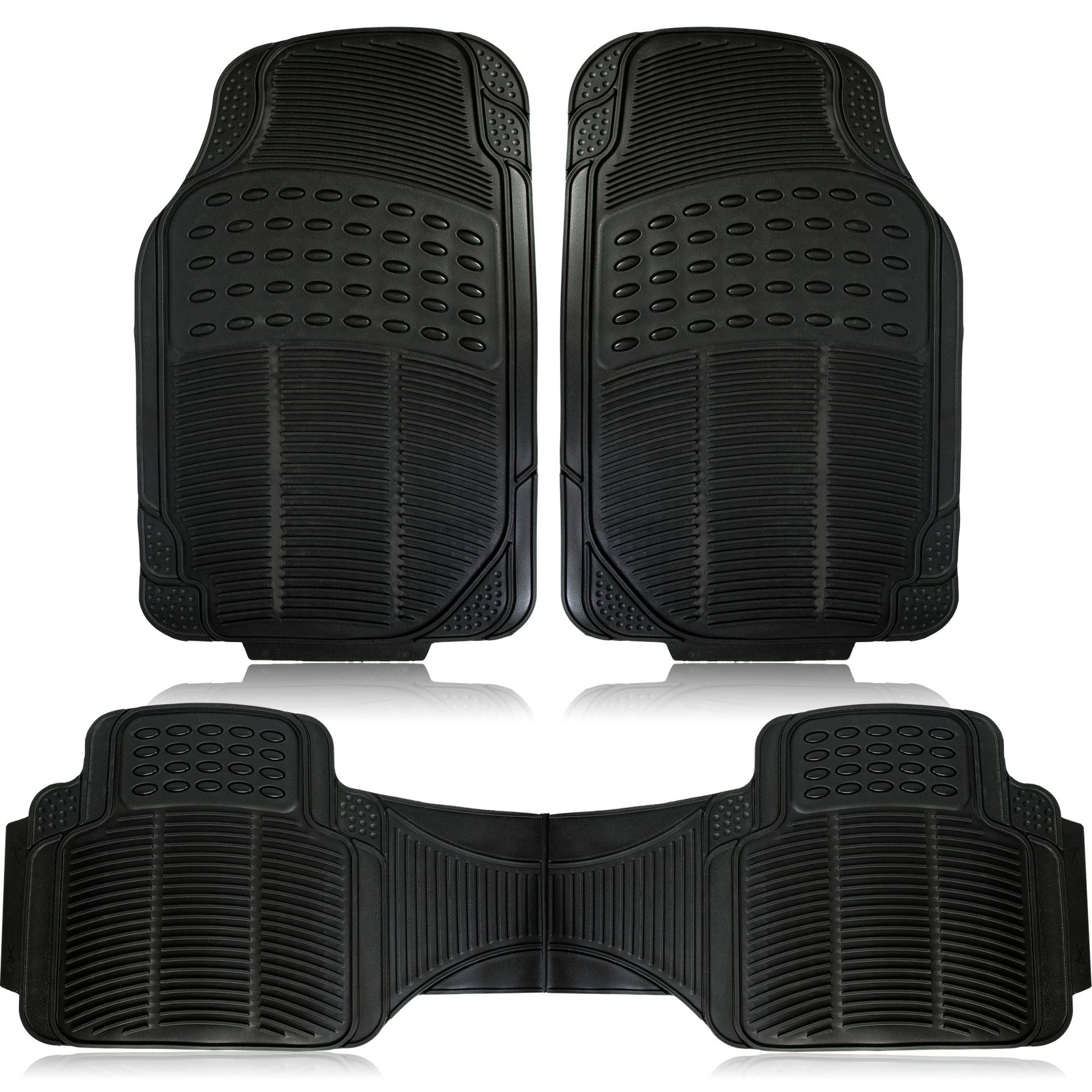 Zone Tech Universal Fit Gummi Allwetter Schwarz Auto Fußmatten Set von 3 Stück Trim to Fit von ZONETECH