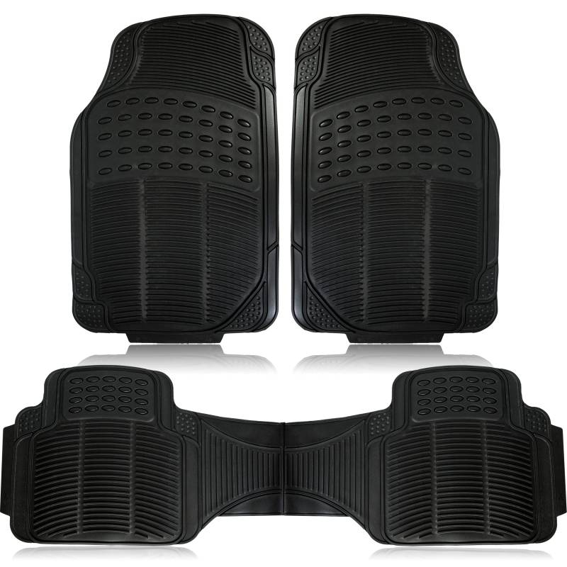 Zone Tech Universal Fit Gummi Allwetter Schwarz Auto Fußmatten Set von 3 Stück Trim to Fit von ZONETECH