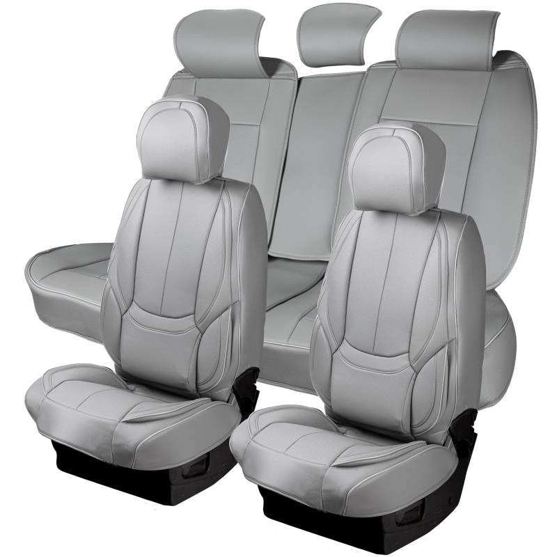 Zone Tech Vollständiges Set mit 5 Autositzbezügen für Autos, wasserdichte Nappaleder, Autositzschoner, komplettes Set, universelle Auto-Innenausstattung passend für die meisten Limousinen, SUV, von ZONETECH