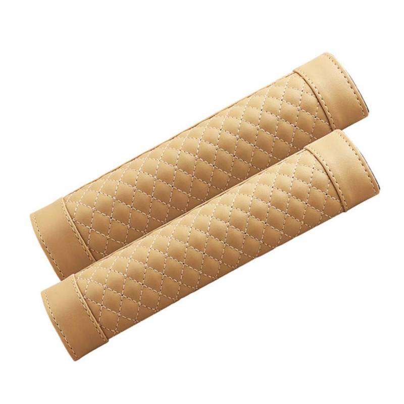 ZOOENIE 2 Stück Auto PU Leder Sicherheitsgurt, Abdeckung Sitzgurt Schulterpolster Gurt Schulterkissen Gurtschutz, Premium Auto Sicherheits Schulterschoner Gurtpolster (Beige) von ZOOENIE