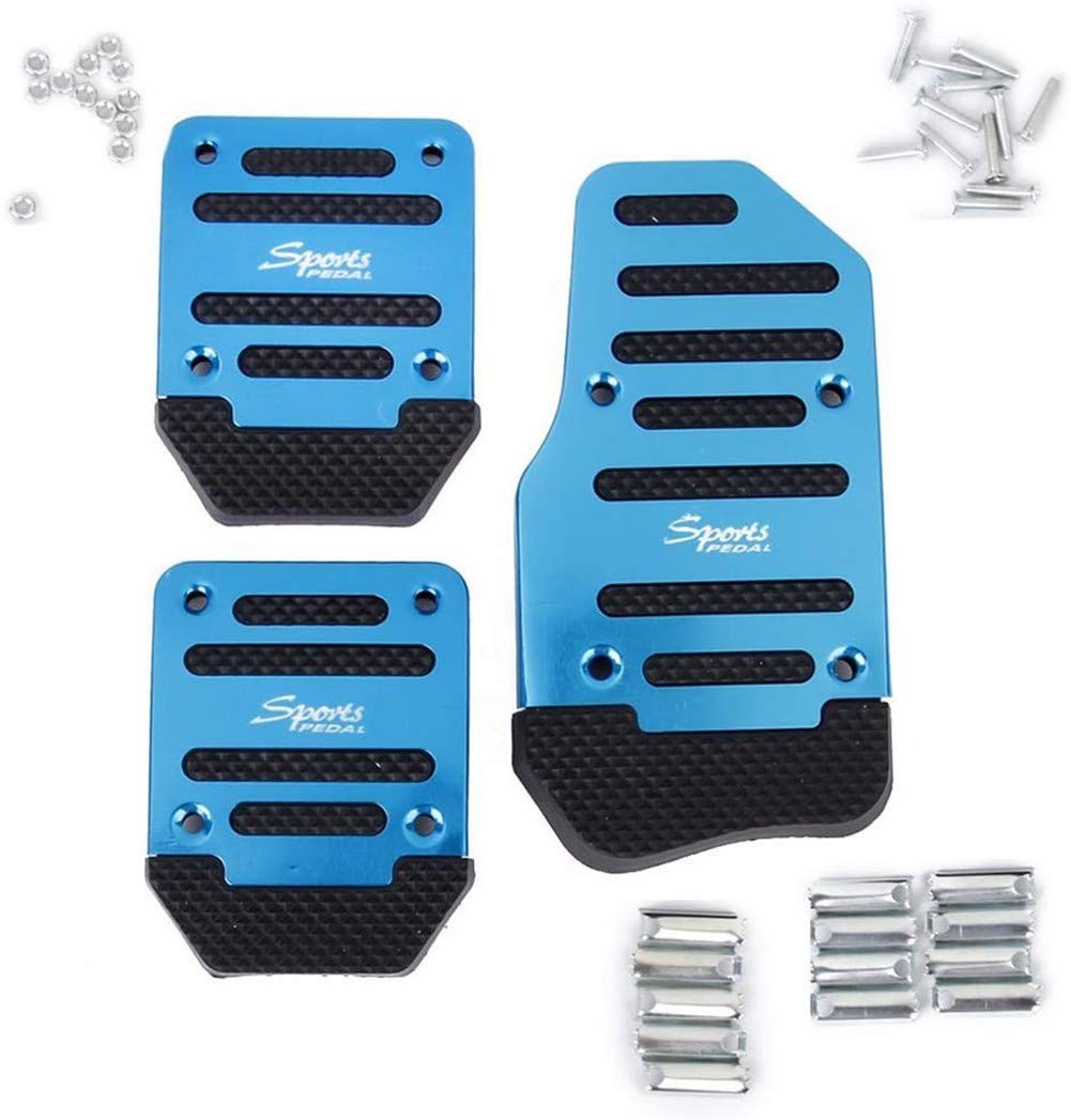 ZOOENIE 3 Stück Universal Aluminium Manuelle Übertragung Auto Nicht-slip Pedal Manuelle Auto Bremse Kupplung Accelerator Legierung Gleitschutz Fuß Pedal (Blau) von ZOOENIE