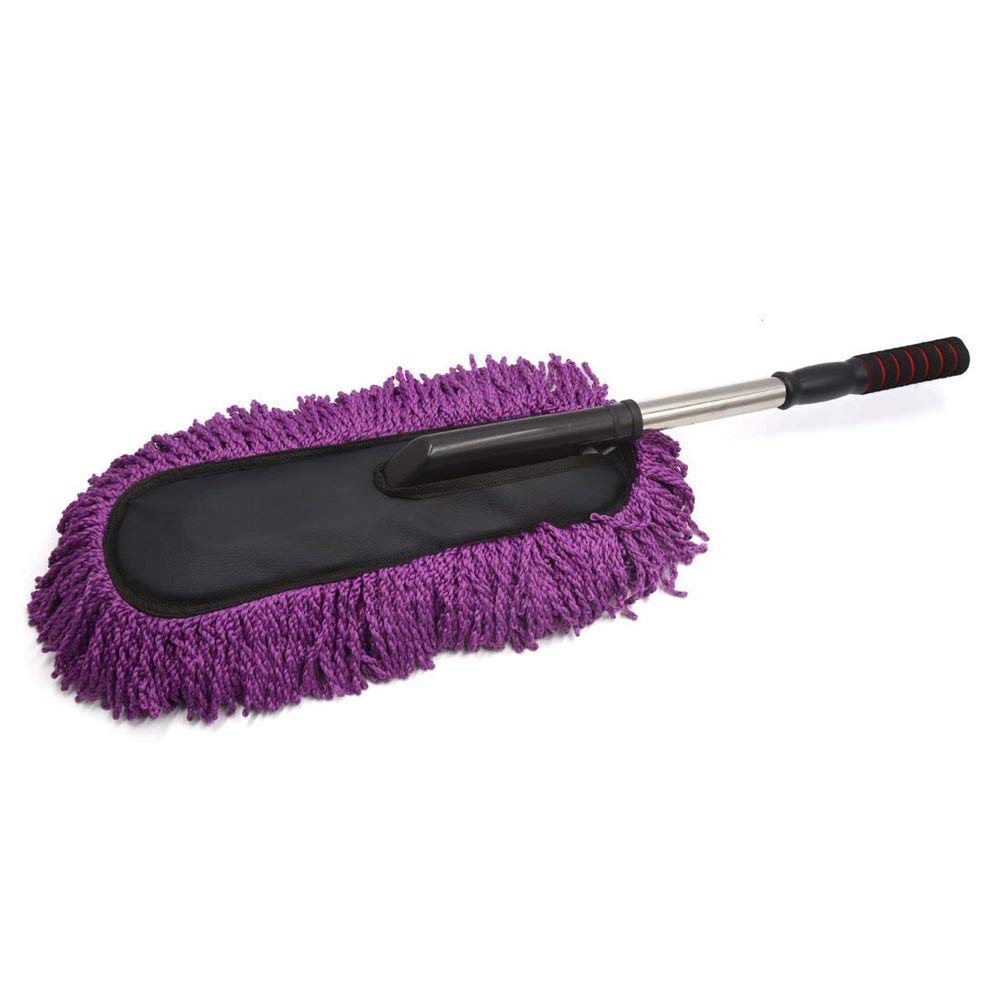 ZOOENIE Neue Car Duster, Mikrofaser Auto Reinigung Werkzeuge Pinsel, Versenkbare Autowaschbürste Duster Staub Wachs Drag, für Auto, Fahrrad, Wohnmobil, Boot oder Haus (Violett) von ZOOENIE