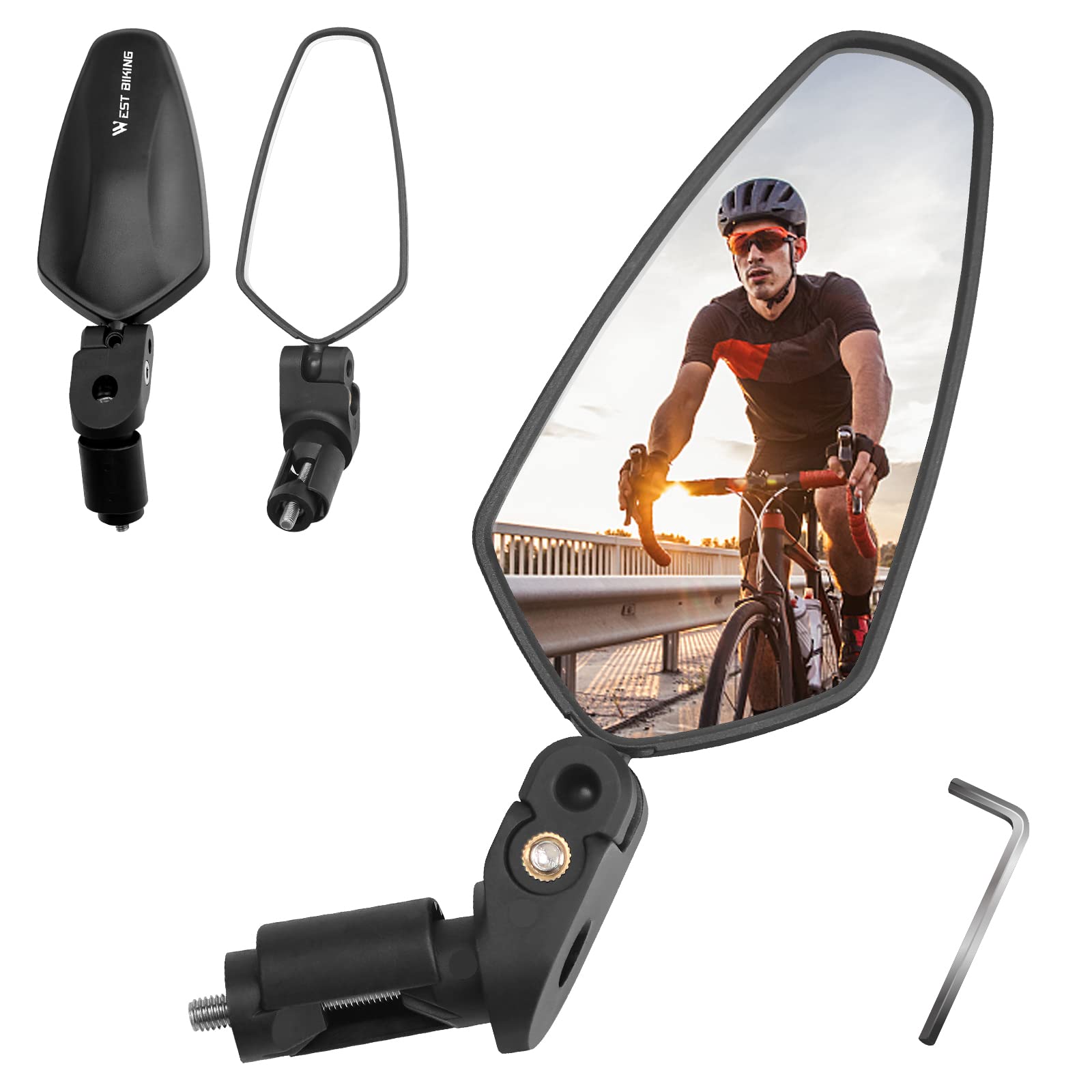 ZOOTSING Fahrradspiegel Extra Große Spiegelfläche, Fahrradspiegel für E-Bike, 360° Verstellbarer Rückspiegel, Fahrrad Zubehör für E-Bike Universal Fahrradrückspiegel(Schwarz) von ZOOTSING