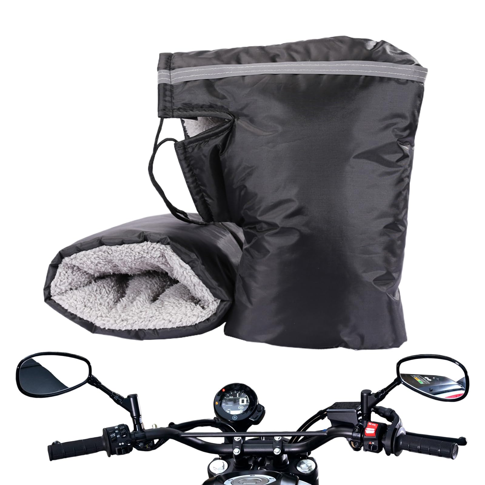 ZORQ Motorrad-Lenkrad-Abdeckung, Winter-warme Thermo-Abdeckung, Winddichte Motorrad-Handschuhe, Lenkrad-Abdeckung, Handwärmer für Universal-Motorräder von ZORQ