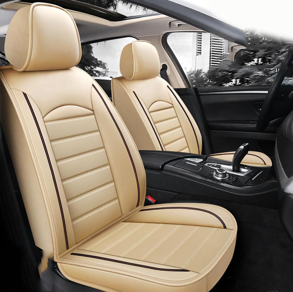 ZORQ Auto Leder Sitzbezügesets für BMW F10 E70 E87 E91 F20 E83 E84 E92 320I 520 525 F16 F25 Wasserdicht Verschleißfest Innenraum Schonbezüge sitzschoner Auto Accessories, beige Style von ZORQ