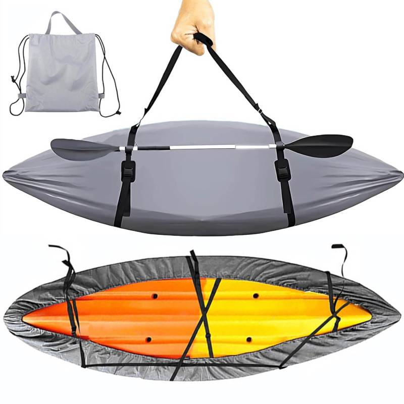 Kajak- und Kanu-Schutzhülle, 420D Oxford-Bootsabdeckung, staubdicht und langlebig, Fischerboot-Kajak-Kanu-Sonnenschutz,Grau,6.5m/21.3ft von ZORZA