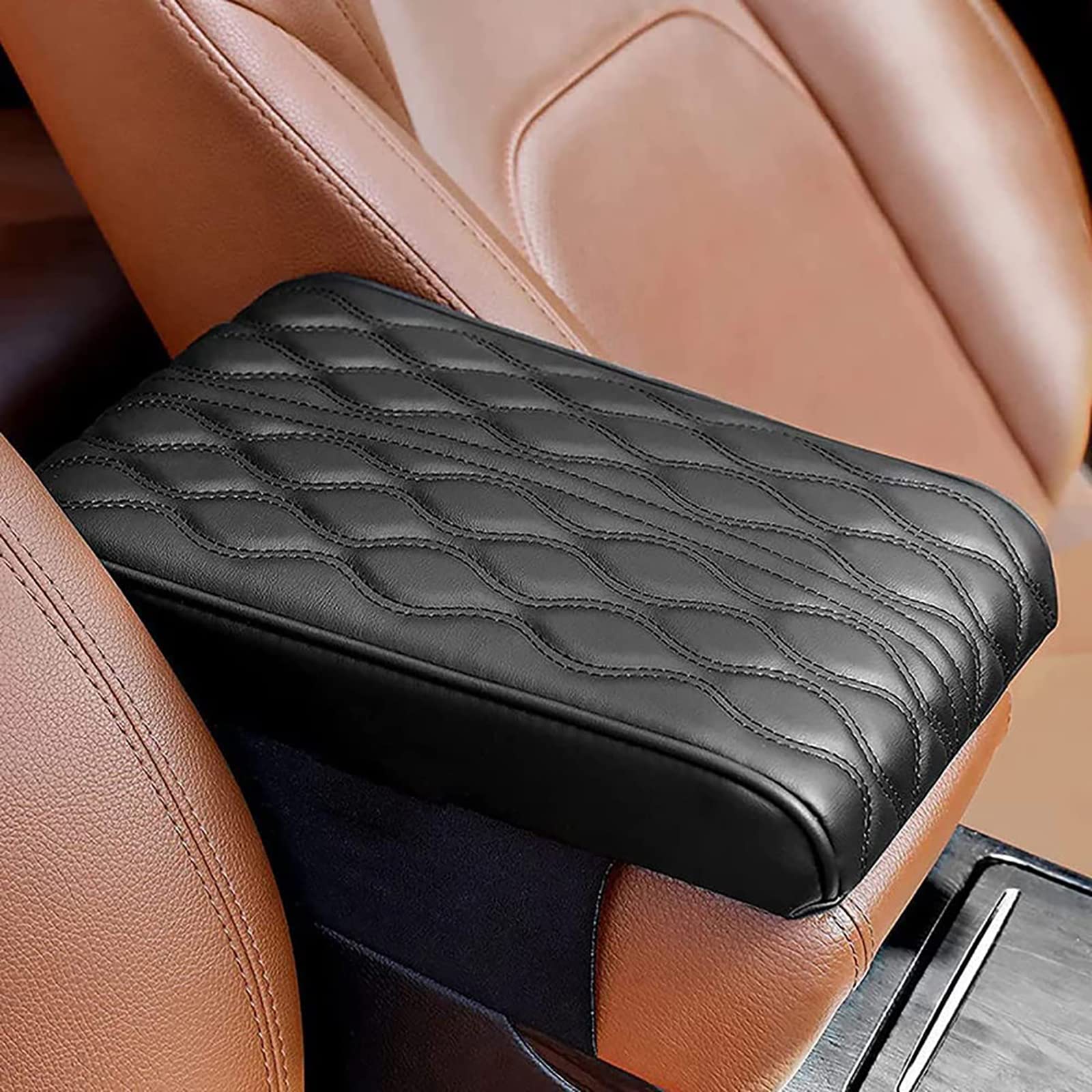 ZOSONET Armlehnenbox aus Gedächtnisschaum für Fahrzeuge - Leather Car Armrest Box Pad, Universal Auto Armlehnen Auflage, Auto Mittelkonsole Pad, Mittelkonsole Abdeckung, Dicke 5cm(Schwarz) von ZOSONET