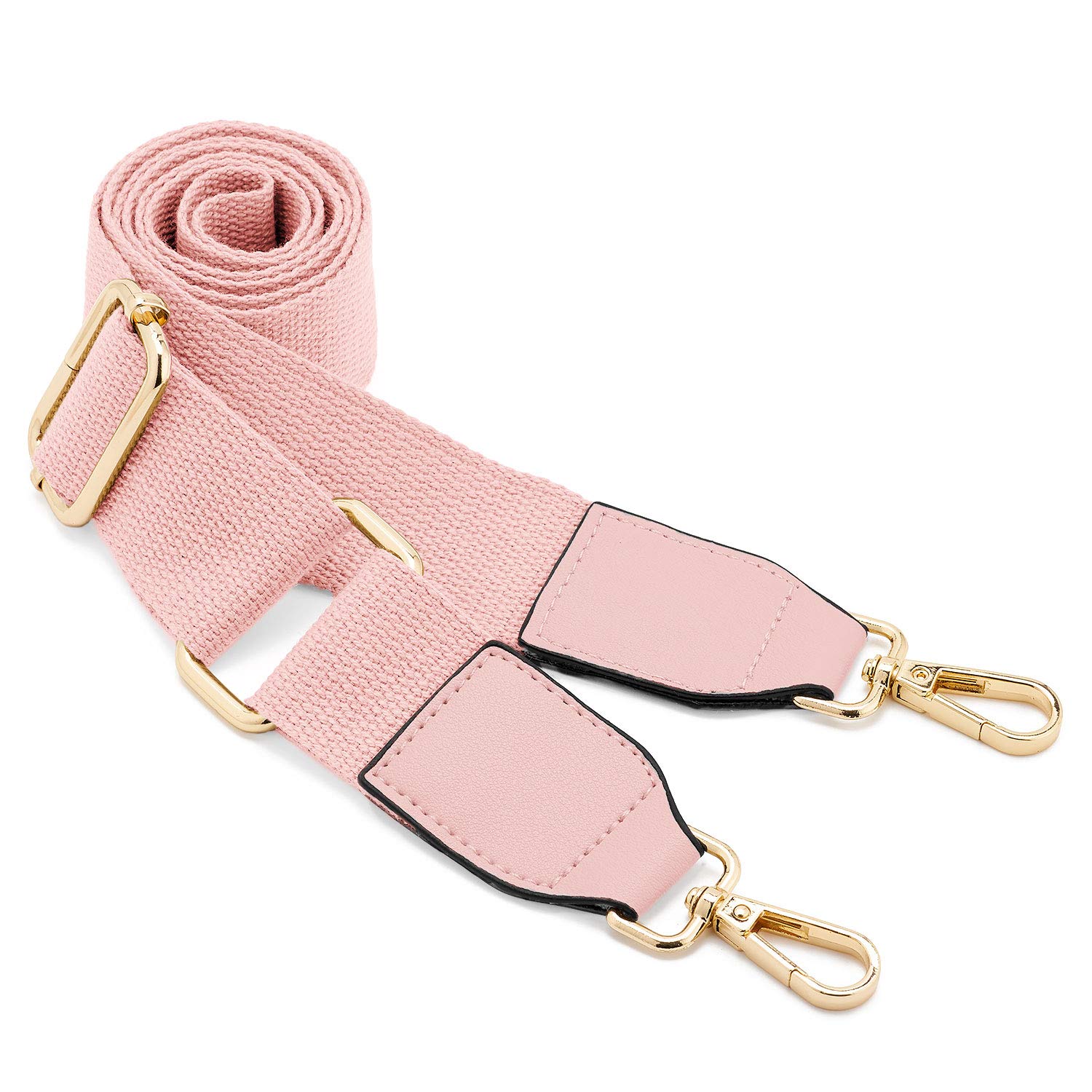 Frauen Breite Umhängetaschen Strap,Verstellbarer Ersatz Gürtel Tasche Strap mit Leder Gold Haken Leinwand Handtasche Riemen Messenger Bag Changeable Long Strap for Crossbody Handtasche (rosa) von ZOUIQSS