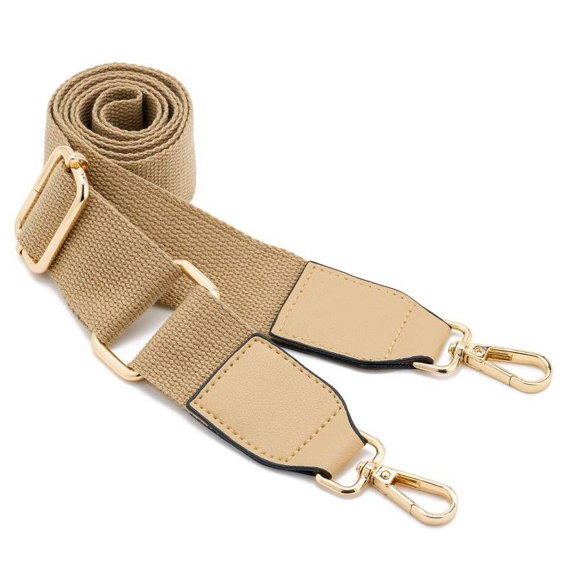 Frauen Breite Umhängetaschen Strap,Verstellbarer Ersatz Gürtel Tasche Strap mit Leder Goldhaken Leinwand Geldbörse Riemen Messenger Bag Changeable Long Strap for Crossbody Handtasche (Hellbraun) von ZOUIQSS