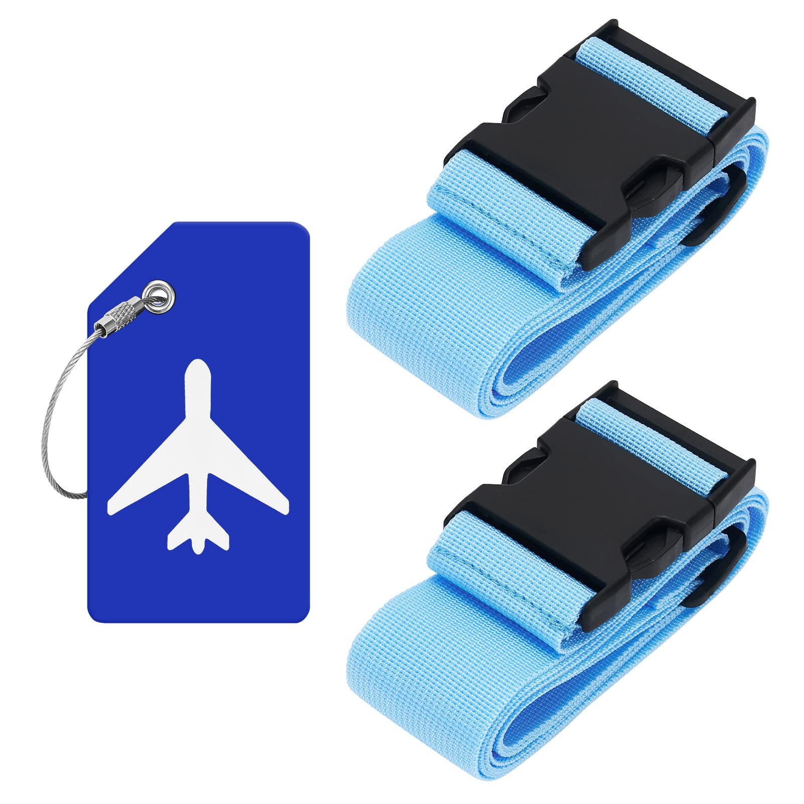 ZOUIQSS 2 Stück verstellbare Koffergurt Kofferband,strapazierfähige Koffergurte,Kofferanhänger Gepäckgurte Reiseverpackungsgurte mit Schnellverschluss(Blau) von ZOUIQSS