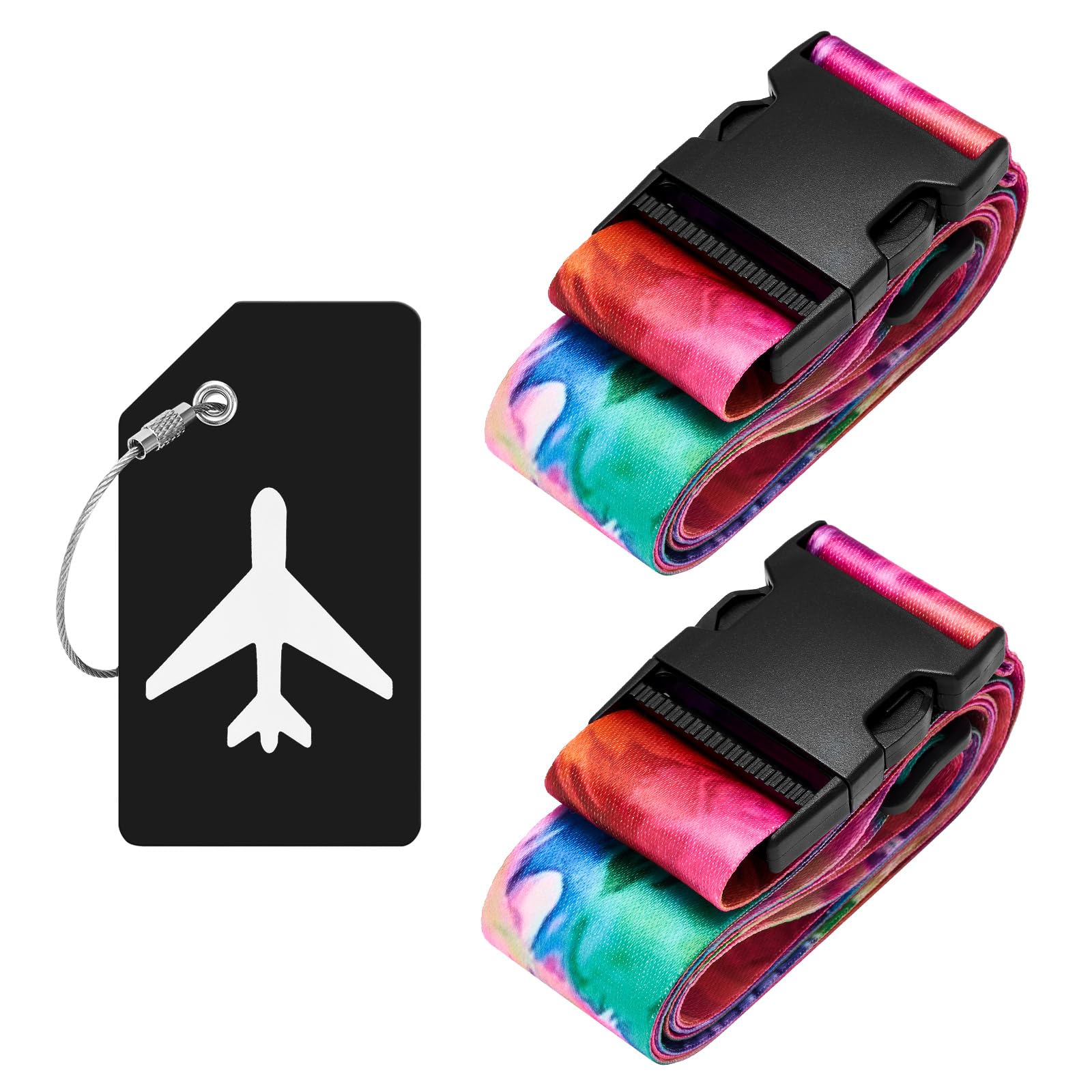 ZOUIQSS 2 Stück verstellbare Koffergurt Kofferband,strapazierfähige Koffergurte,Kofferanhänger Gepäckgurte Reiseverpackungsgurte mit Schnellverschluss(Bunter Schmetterling) von ZOUIQSS