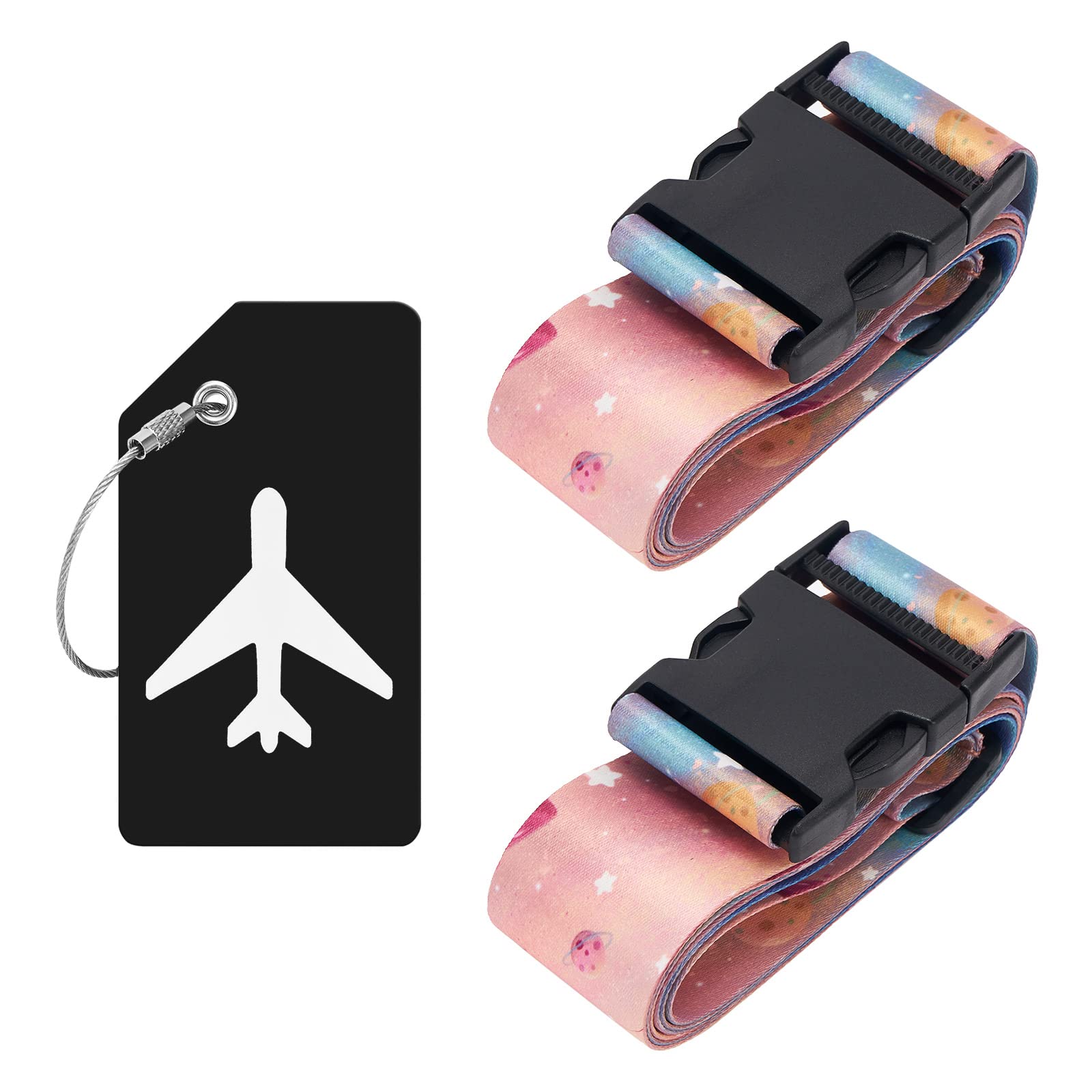 ZOUIQSS 2 Stück verstellbare Koffergurt Kofferband,strapazierfähige Koffergurte,Kofferanhänger Gepäckgurte Reiseverpackungsgurte mit Schnellverschluss(Farbraum) von ZOUIQSS