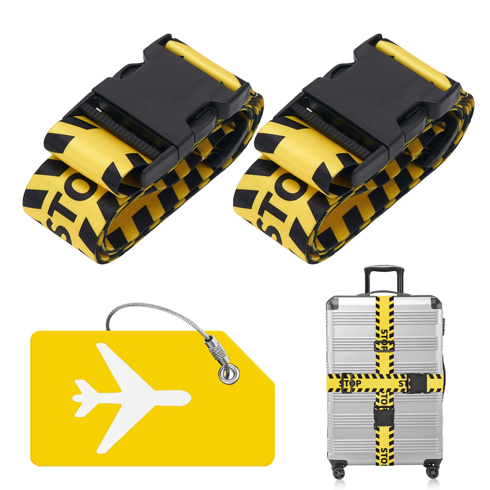 ZOUIQSS 2 Stück verstellbare Koffergurt Kofferband,strapazierfähige Koffergurte,Kofferanhänger Gepäckgurte Reiseverpackungsgurte mit Schnellverschluss(Halt) von ZOUIQSS