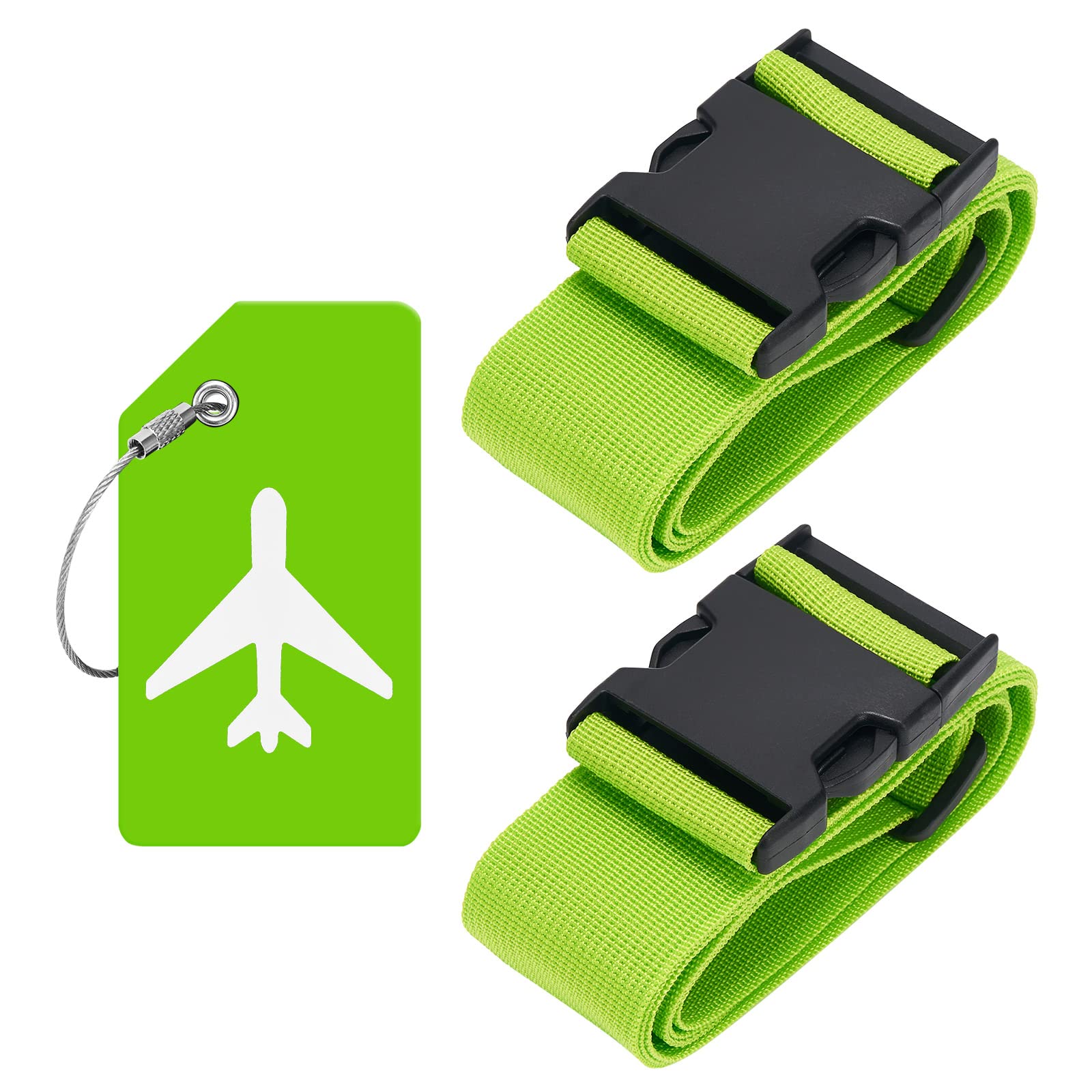 ZOUIQSS 2 Stück verstellbare Koffergurt Kofferband,strapazierfähige Koffergurte,Kofferanhänger Gepäckgurte Reiseverpackungsgurte mit Schnellverschluss(Hellgrün) von ZOUIQSS