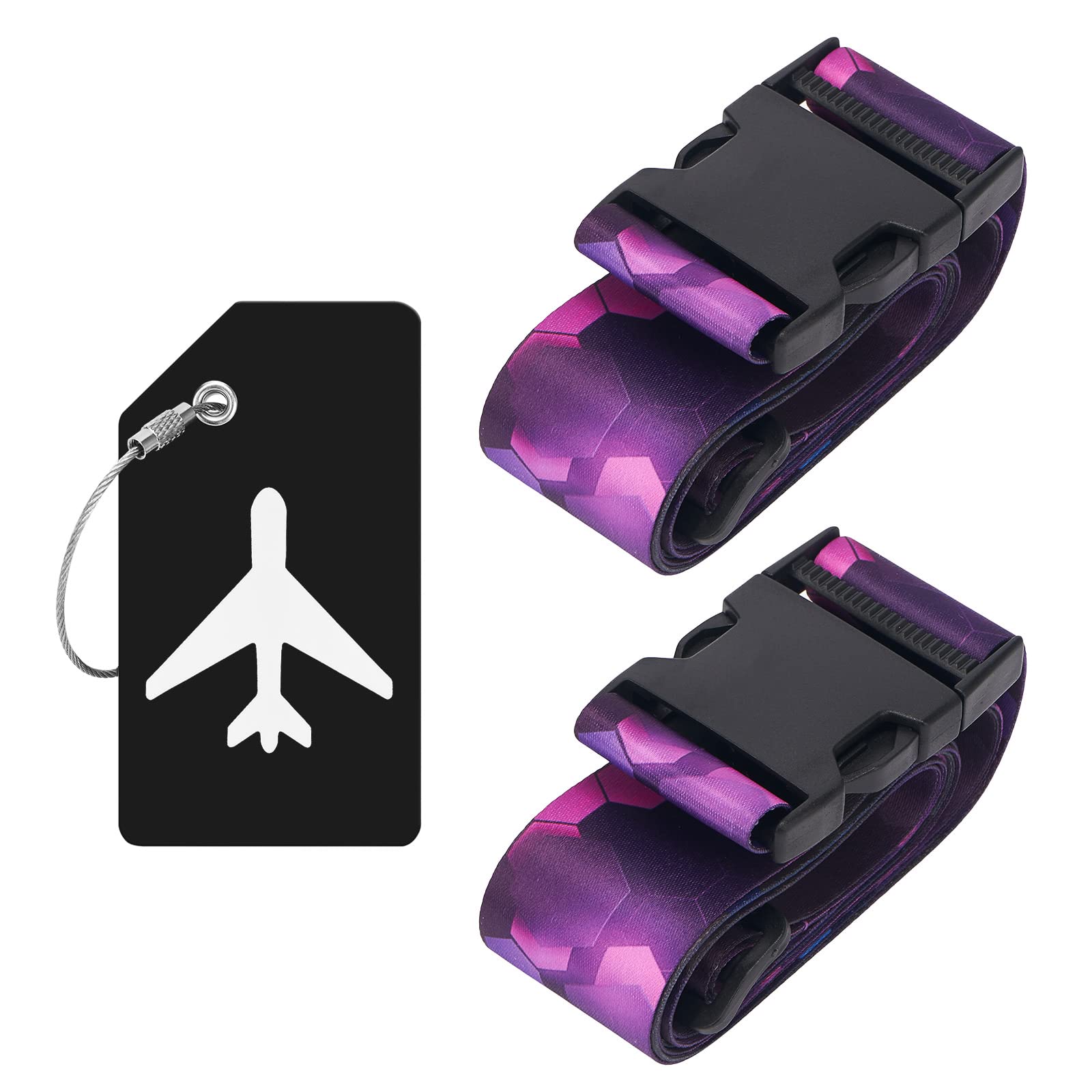ZOUIQSS 2 Stück verstellbare Koffergurt Kofferband,strapazierfähige Koffergurte,Kofferanhänger Gepäckgurte Reiseverpackungsgurte mit Schnellverschluss(Hexagon) von ZOUIQSS