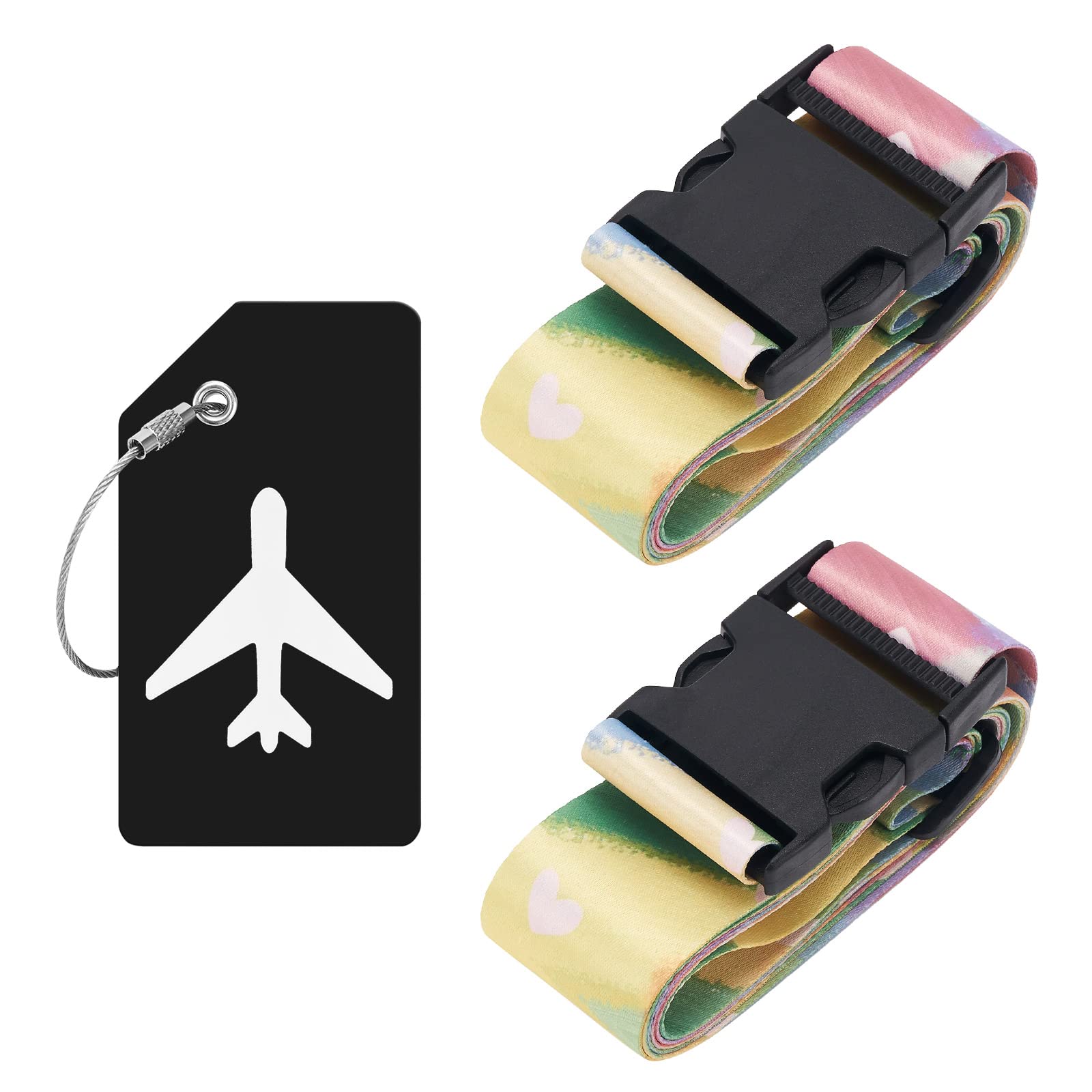 ZOUIQSS 2 Stück verstellbare Koffergurt Kofferband,strapazierfähige Koffergurte,Kofferanhänger Gepäckgurte Reiseverpackungsgurte mit Schnellverschluss(Mini-Herz) von ZOUIQSS