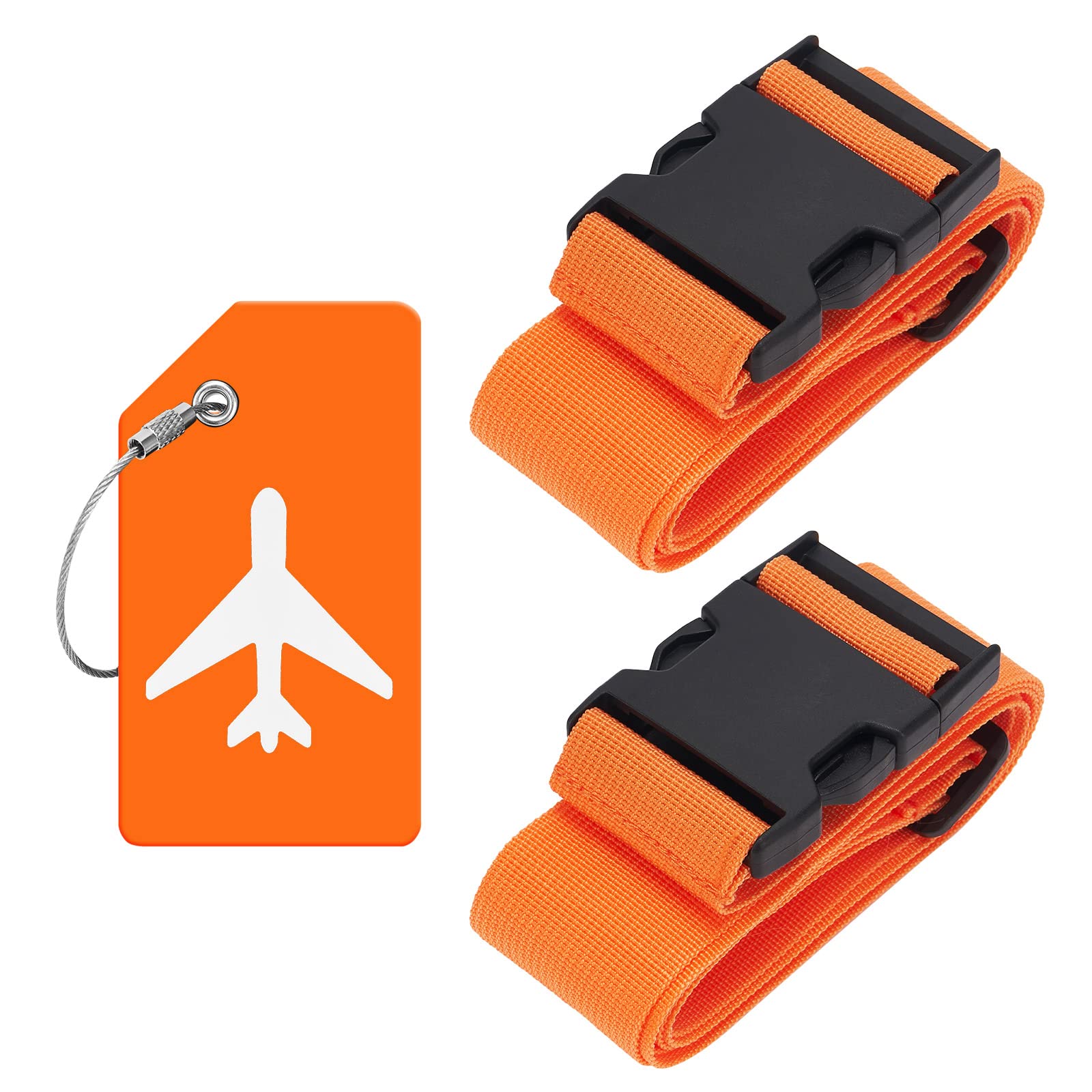 ZOUIQSS 2 Stück verstellbare Koffergurt Kofferband,strapazierfähige Koffergurte,Kofferanhänger Gepäckgurte Reiseverpackungsgurte mit Schnellverschluss(Orange) von ZOUIQSS