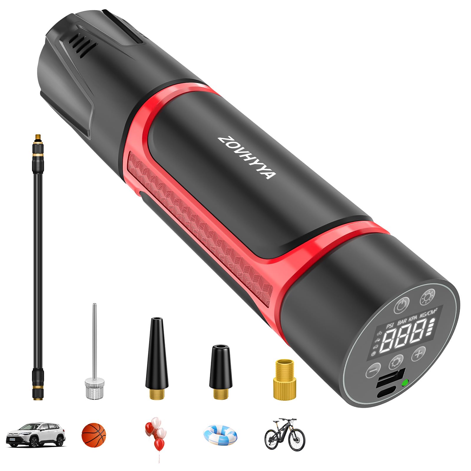 ZOVHYYA Akku Luftpumpe 150PSI Elektrische Luftpumpe 4500mAh Mini Luftkompressor USB Typ-C-Eingang Fahrradpumpe mit Digitalem LED-Licht für Auto Motorrad Ball ZOVHYYA Akku Luftpumpe 150PSI Elektrische Luftpumpe 4500mAh Mini Luftkompressor USB Typ-C-Eingang Fahrradpumpe mit Digitalem LED-Licht für Auto Motorrad Ball von ZOVHYYA