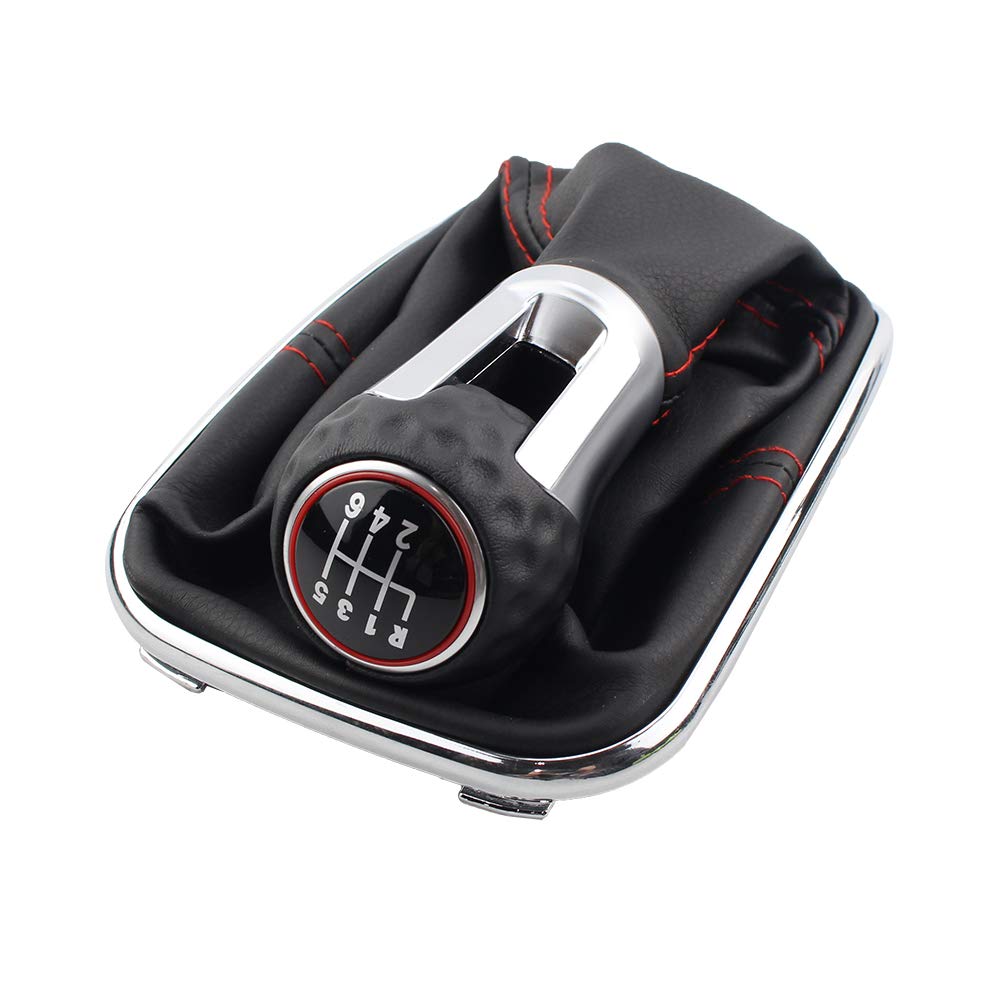 ZPARTNERS Für VW Bora MK4 Golf 4 Jetta a4 98-04 Auto Schaltknauf mit Chromrahmen Schwarz Leder 6 Gang 12mm ZPARTNERS Für VW Bora MK4 Golf 4 Jetta a4 98-04 Auto Schaltknauf mit Chromrahmen Schwarz Leder 6 Gang 12mm von CNWagner