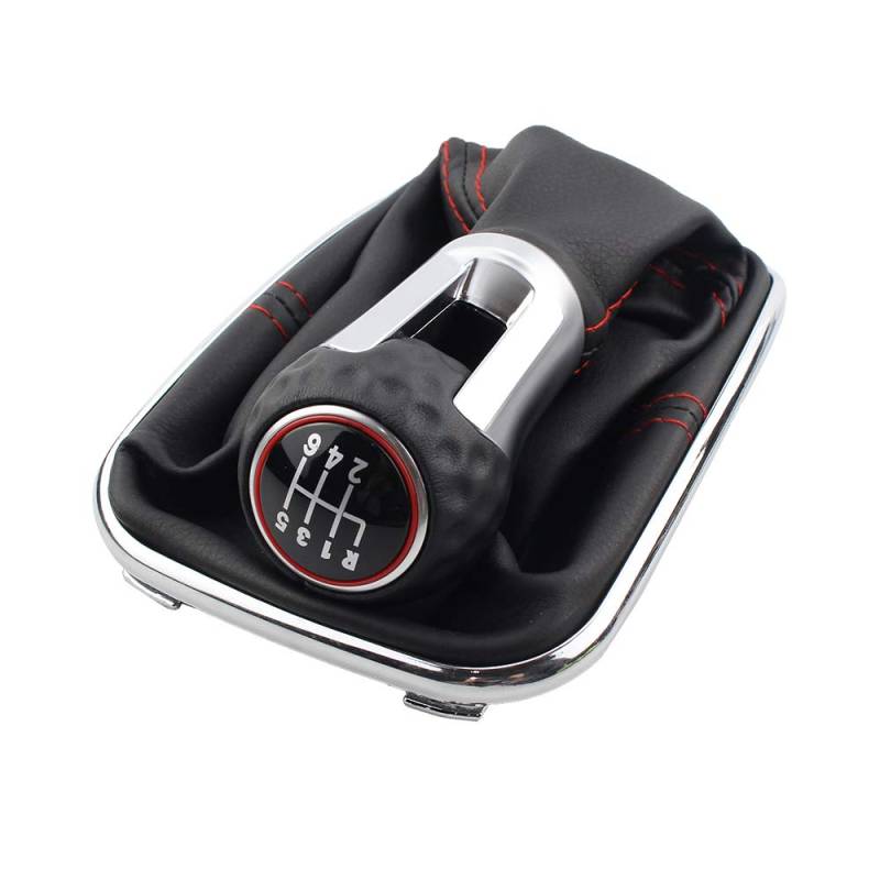 ZPARTNERS Für VW Bora MK4 Golf 4 Jetta a4 98-04 Auto Schaltknauf mit Chromrahmen Schwarz Leder 6 Gang 12mm von CNWagner