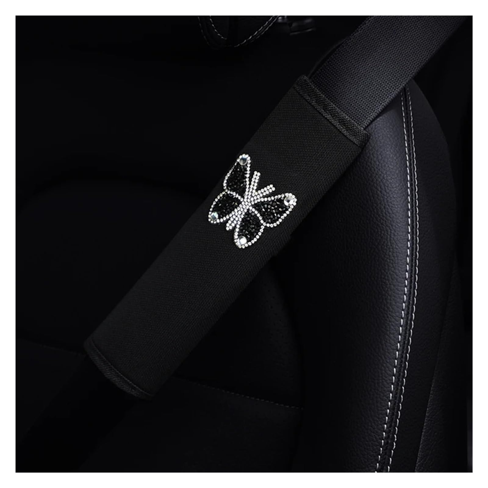 Gurtpolster Auto 2 Stück Diamant Schmetterling Rosen Blume Autositz Sicherheitsgurtbezug Komfort Schulter Massage Pad Rosa Damen Auto Innenzubehör(03) von ZRHWSPD