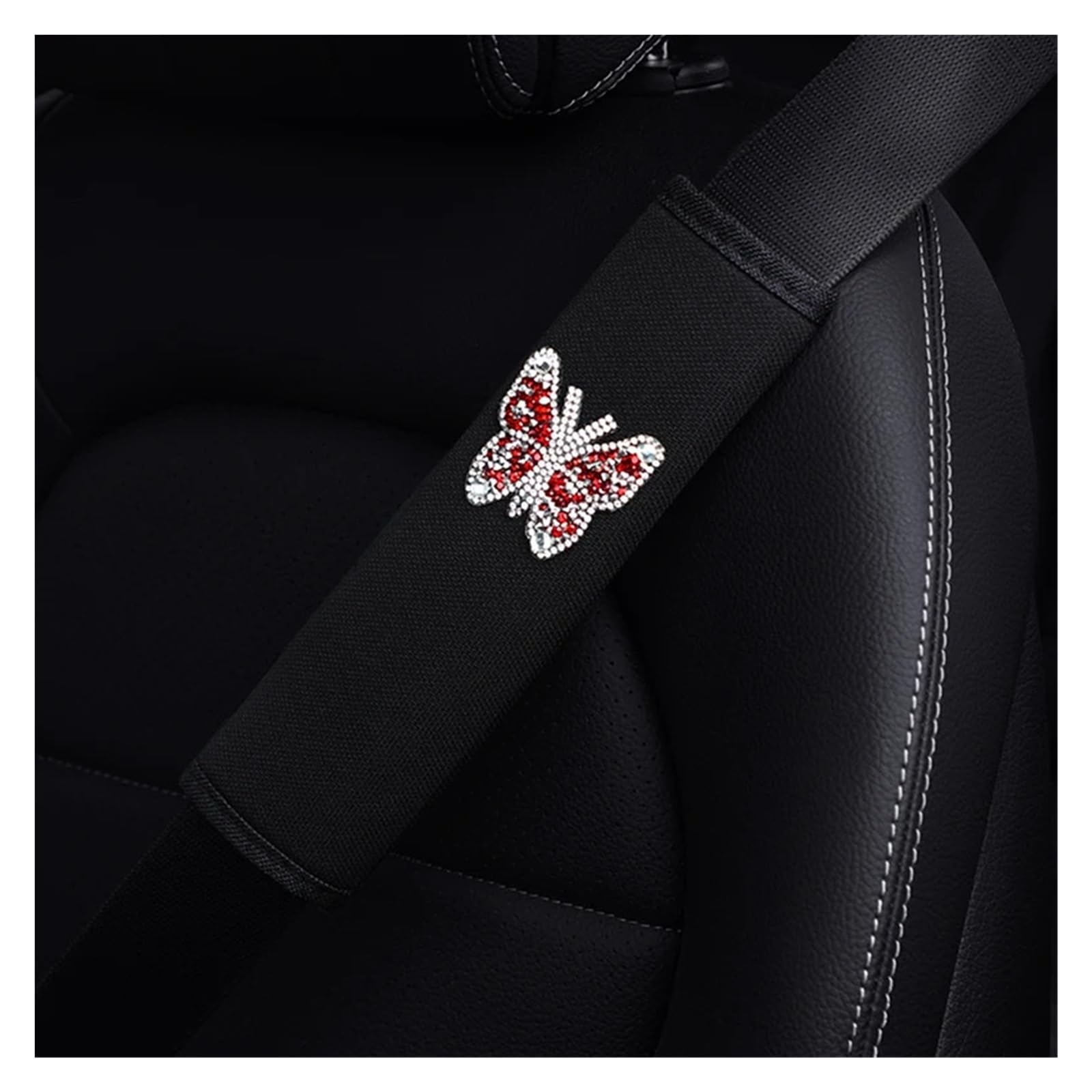Gurtpolster Auto 2 Stück Diamant Schmetterling Rosen Blume Autositz Sicherheitsgurtbezug Komfort Schulter Massage Pad Rosa Damen Auto Innenzubehör(04) von ZRHWSPD