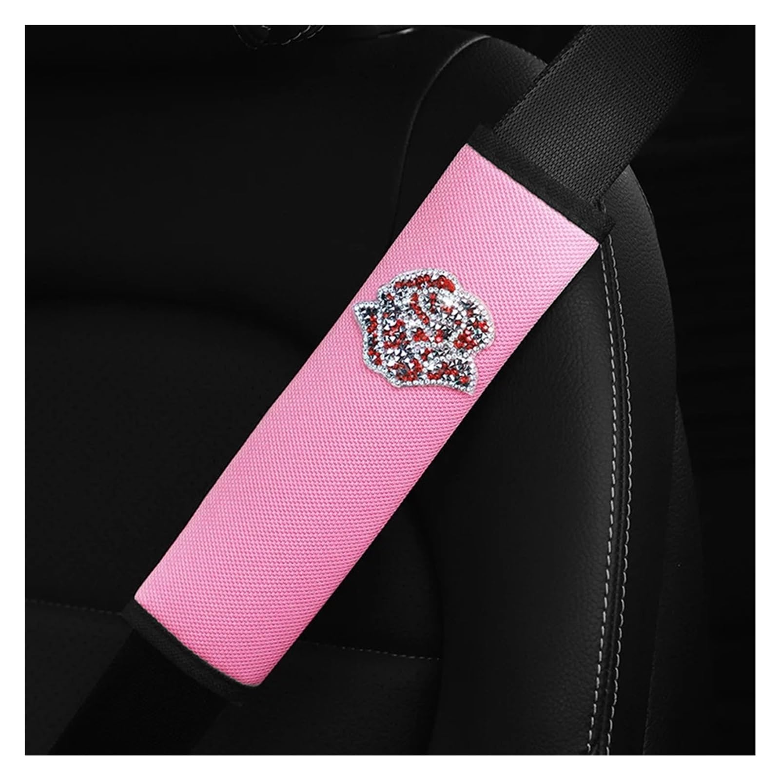 Gurtpolster Auto 2 Stück Diamant Schmetterling Rosen Blume Autositz Sicherheitsgurtbezug Komfort Schulter Massage Pad Rosa Damen Auto Innenzubehör(07) von ZRHWSPD
