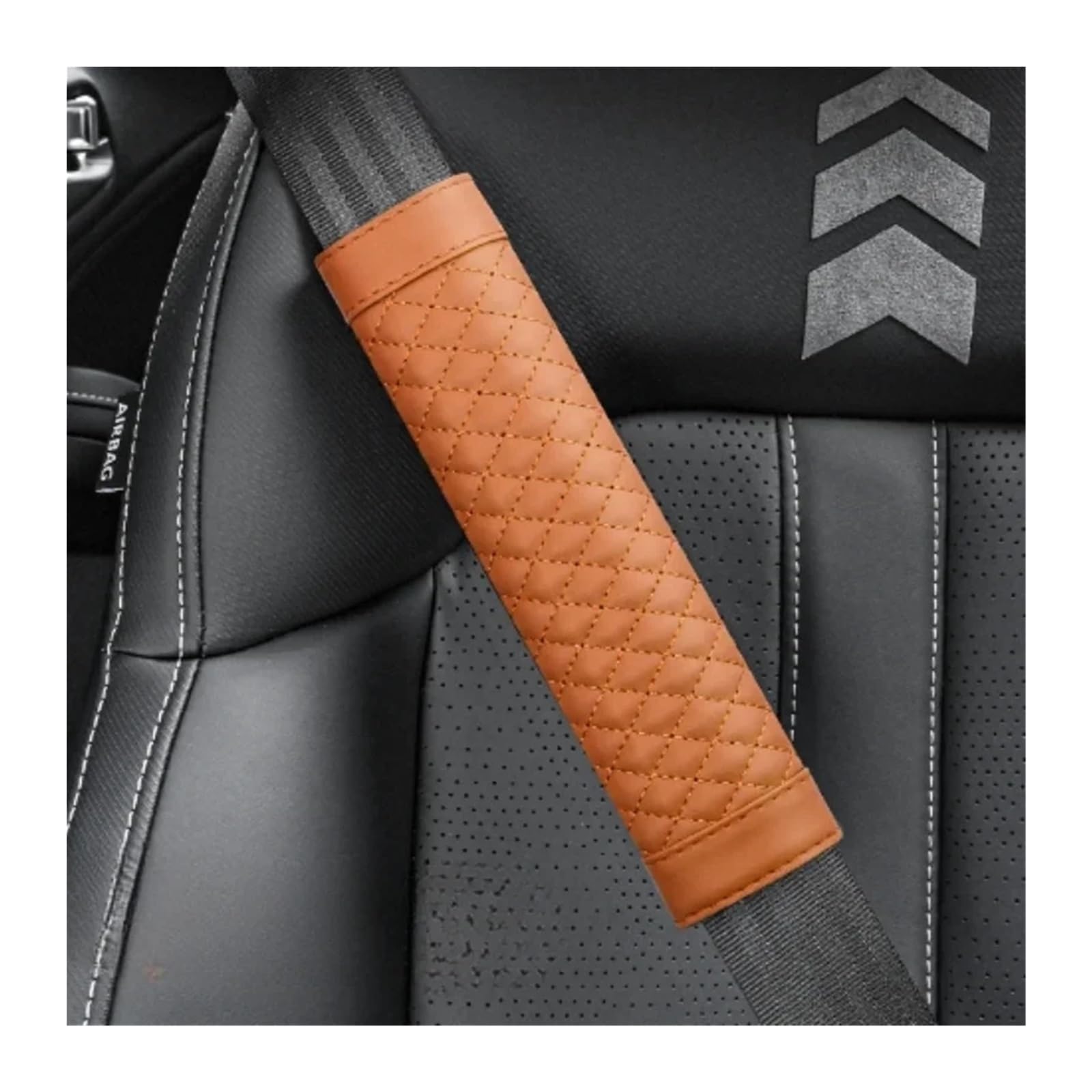 Gurtpolster Auto 2 stücke Auto Sitz Gürtel Schulter Abdeckung Leder Stickerei Tragen-beständig Nicht-slip Leder Sicherheit Abdeckung Auto Innen Dekoration produkte(Borwn) von ZRHWSPD