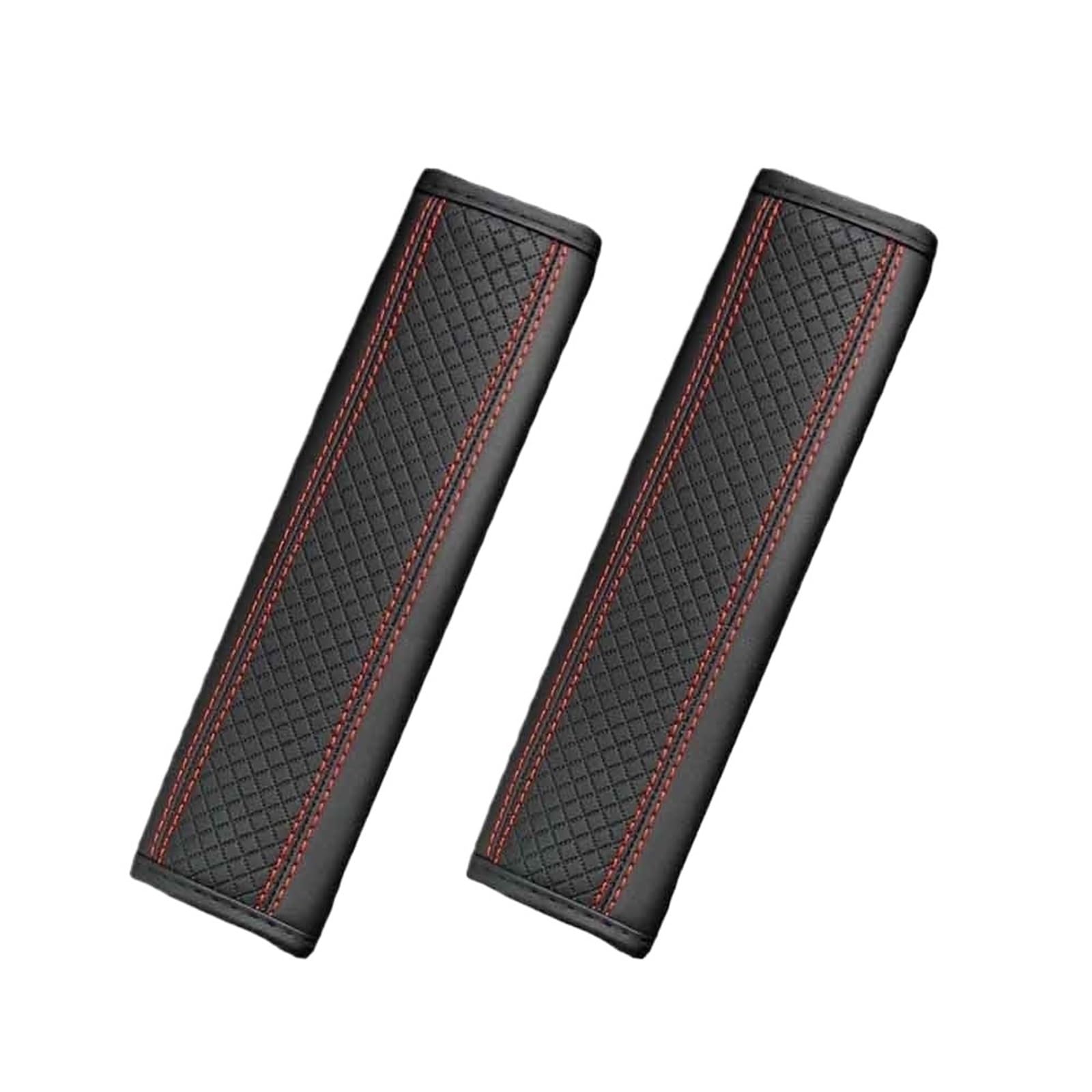Gurtpolster Auto 2PCS PU-Leder-Autositzgurt-Schulterpolster, atmungsaktiver Sicherheitsgurtschutz for Autoinnenzubehör(2PCS Black Red) von ZRHWSPD