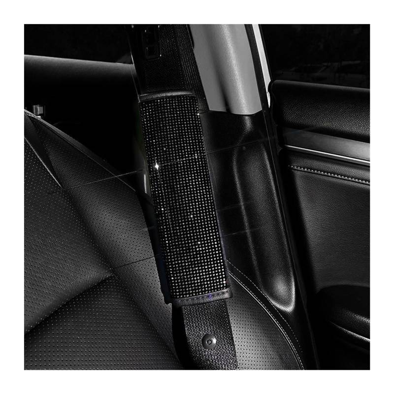 Gurtpolster Auto 2Pcs Kristall Diamant Sitz Gürtel Schulter Pads Auto Sicherheit Gürtel Abdeckungen Schutz Kissen Auto Dekor Auto Zubehör for Frauen(Black-2PCS) von ZRHWSPD