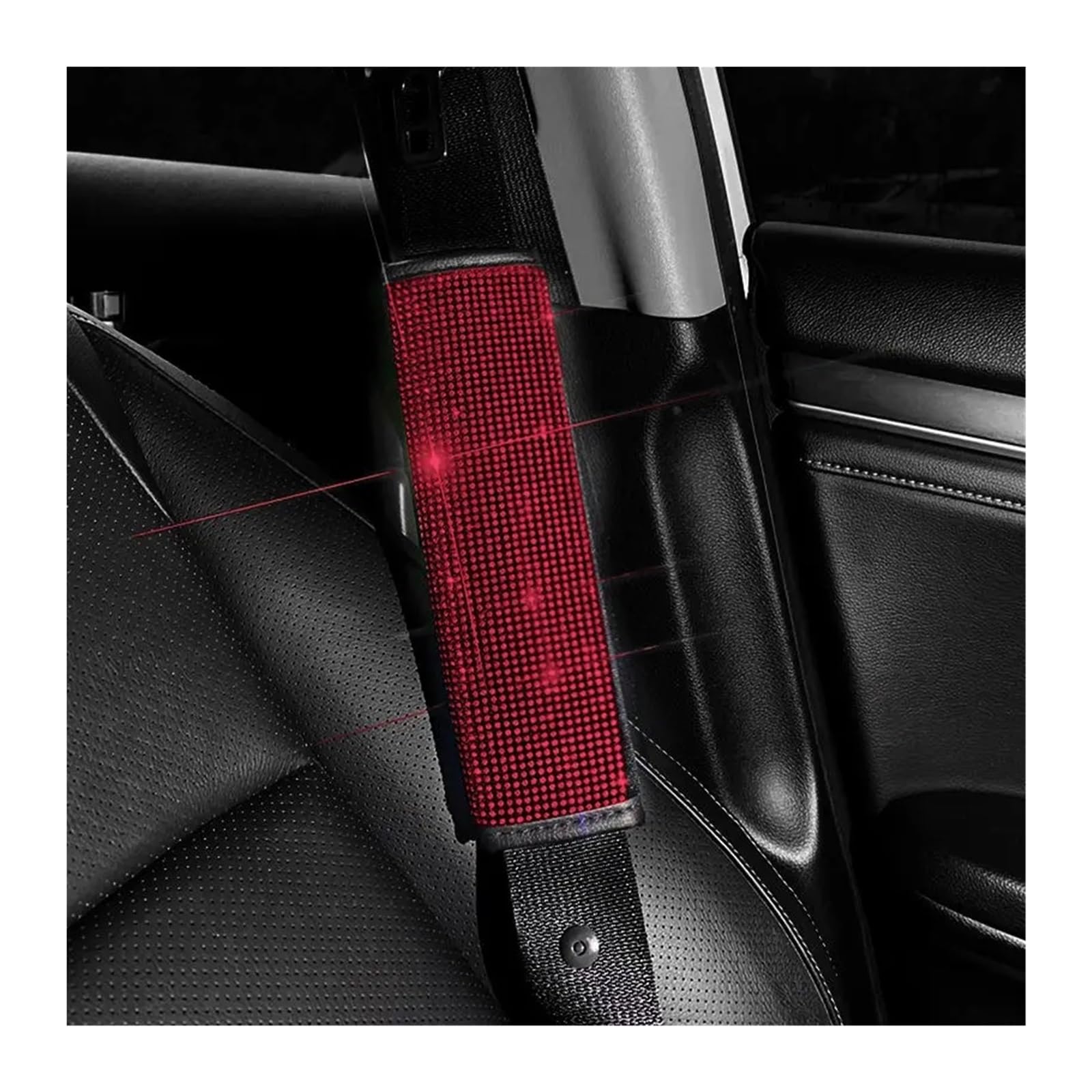 Gurtpolster Auto 2Pcs Kristall Diamant Sitz Gürtel Schulter Pads Auto Sicherheit Gürtel Abdeckungen Schutz Kissen Auto Dekor Auto Zubehör for Frauen(Red-2PCS) von ZRHWSPD