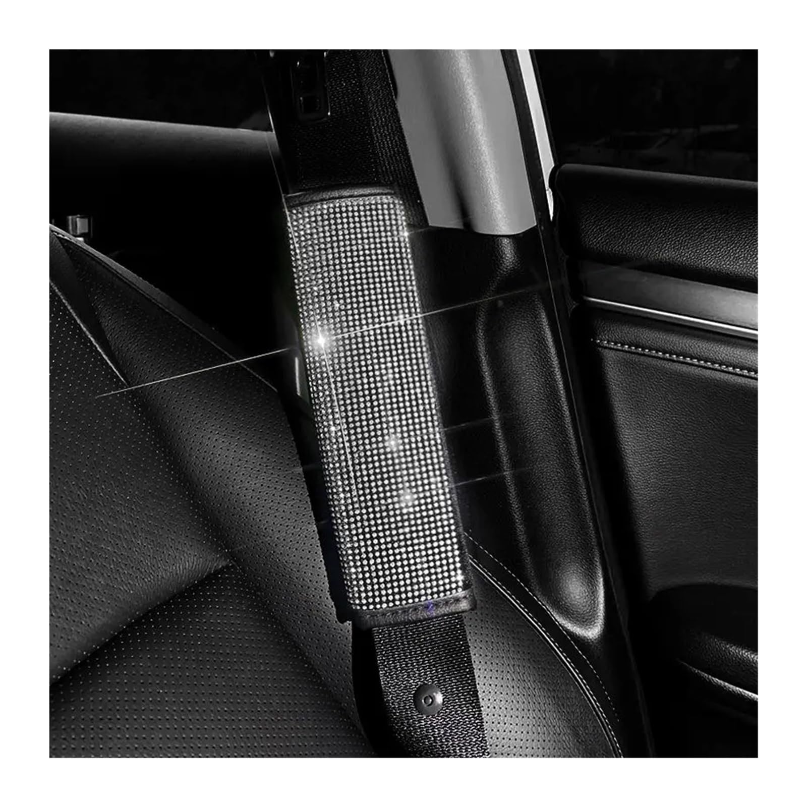 Gurtpolster Auto 2Pcs Kristall Diamant Sitz Gürtel Schulter Pads Auto Sicherheit Gürtel Abdeckungen Schutz Kissen Auto Dekor Auto Zubehör for Frauen(White-2PCS) von ZRHWSPD