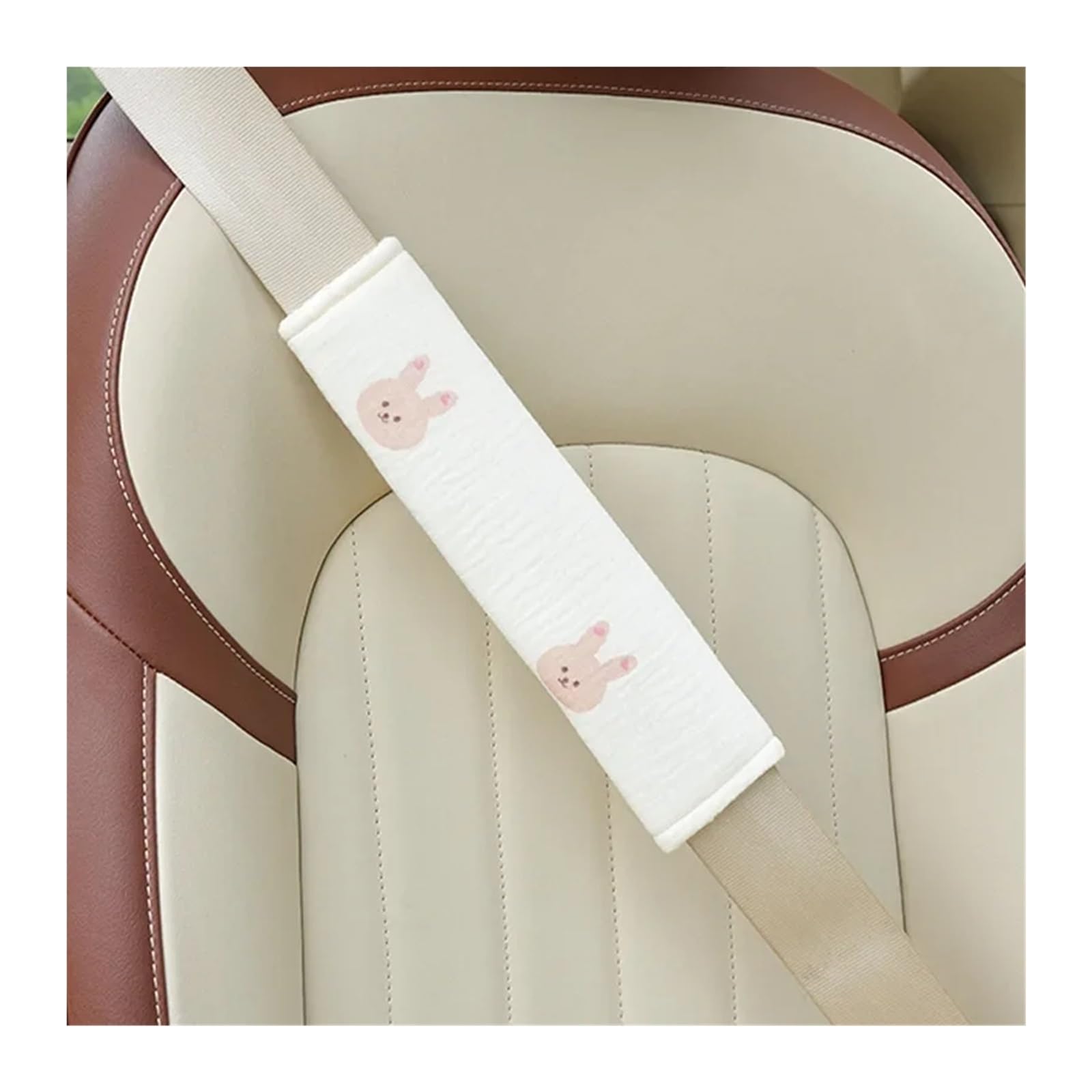 Gurtpolster Auto Auto-Sicherheitsgurt-Schulterschutz, Autositz, allgemein, Damen, vier Jahreszeiten, niedlicher Cartoon-Auto-Sicherheitsgurt, Schutzhülle(Rabbit pads) von ZRHWSPD