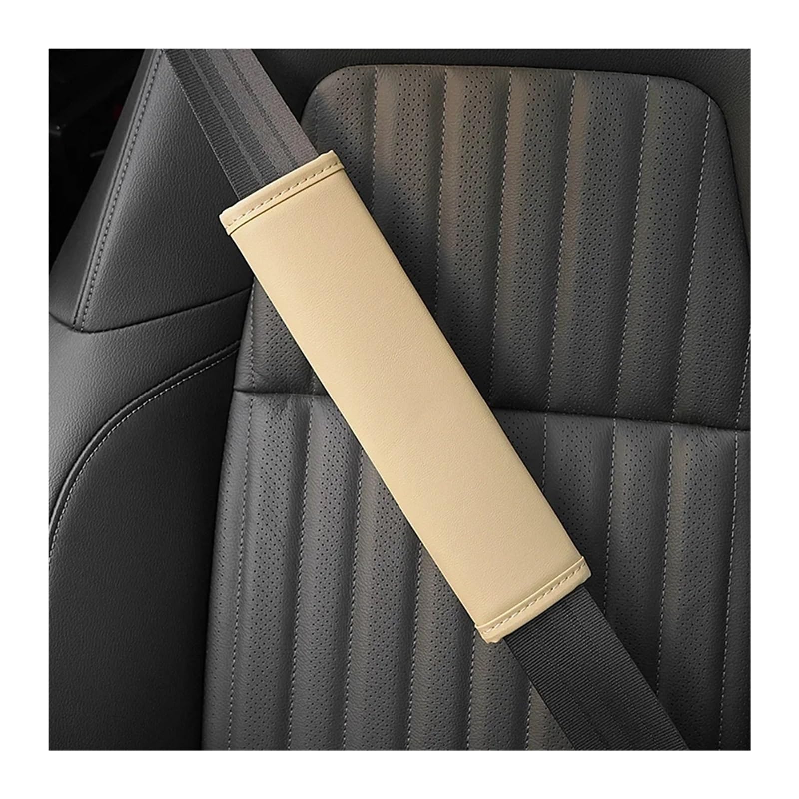 Gurtpolster Auto Auto Sitz Gürtel Schutz Pad Leder Schulter Kissen Abdeckung Universal Sicherheit Gürtel Schutz Abdeckung Innen Dekoration Accessori(Beige-1pcs) von ZRHWSPD