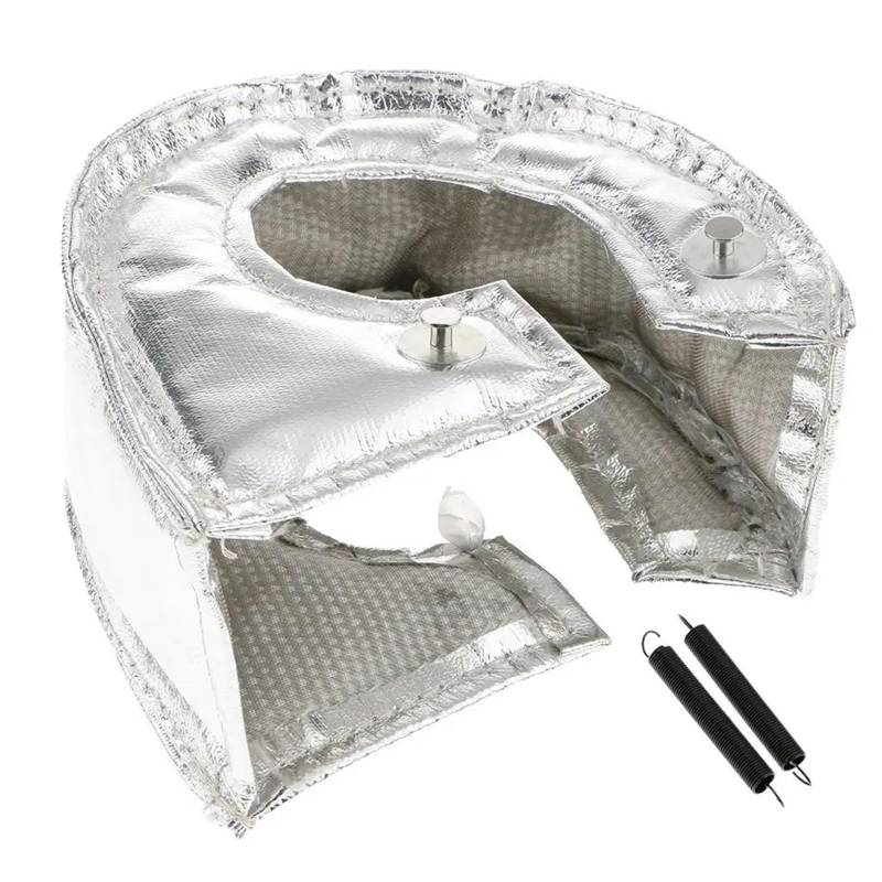 Abgasturbolader Auto T3 Hitzeschild Turbolader Abdeckung Wrap Turbolader Wrap Natürliche Unterseite/Außen Hitzeschild/Decke Turbocharger Kit(Silver) von ZRHYRG