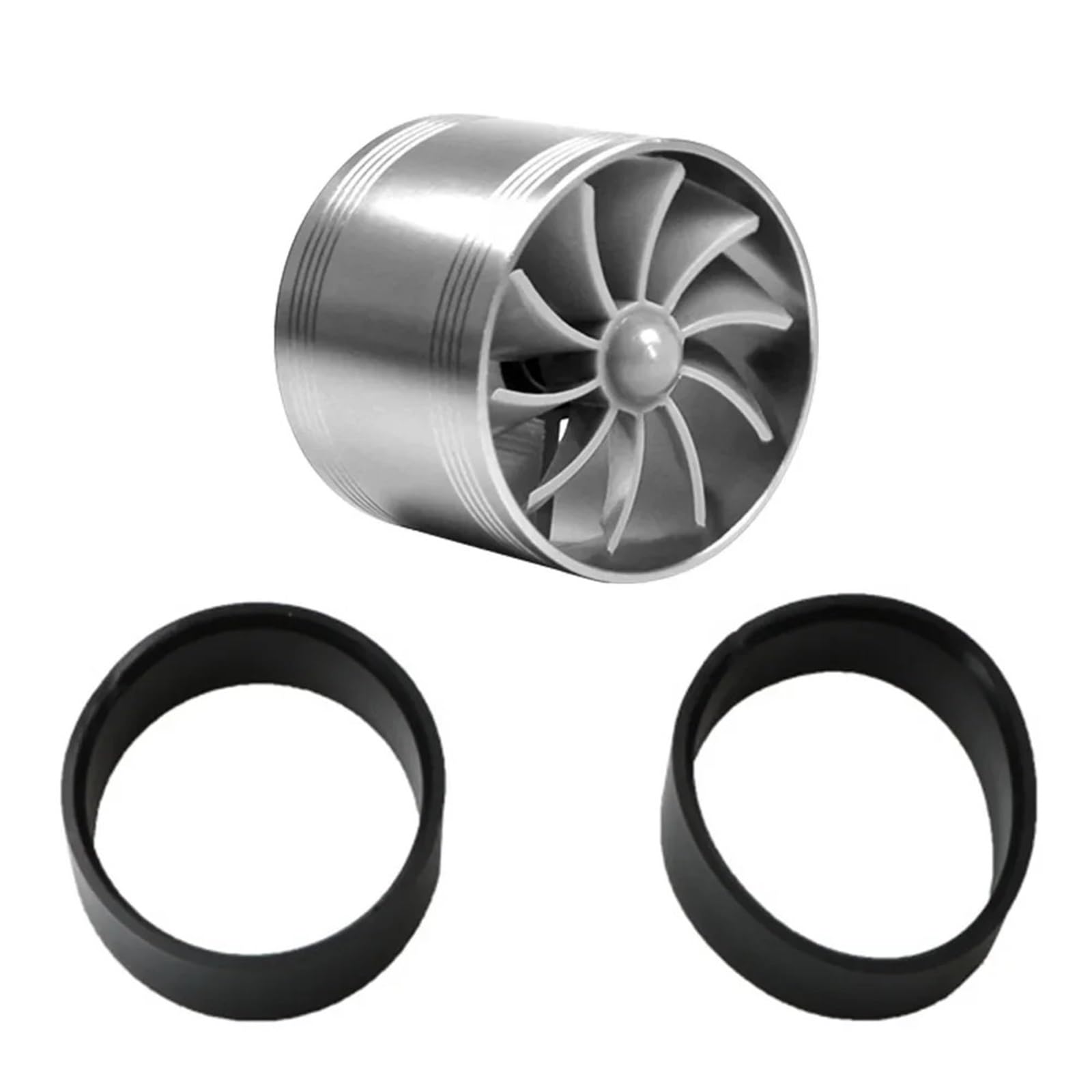 Abgasturbolader Einseitiger Auto-Lufteinlass Turbo Gas Heizöl Saver Fan Turbo Kompressor Turbine Motor Turbolader Power Zubehör Turbocharger Kit(Silver) von ZRHYRG