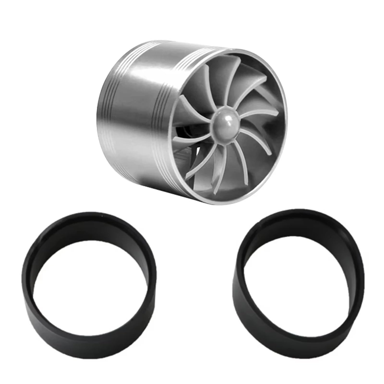 Abgasturbolader Einseitiger Auto-Lufteinlass Turbo Gas Heizöl Saver Fan Turbo Kompressor Turbine Motor Turbolader Power Zubehör Turbocharger Kit(Silver) von ZRHYRG