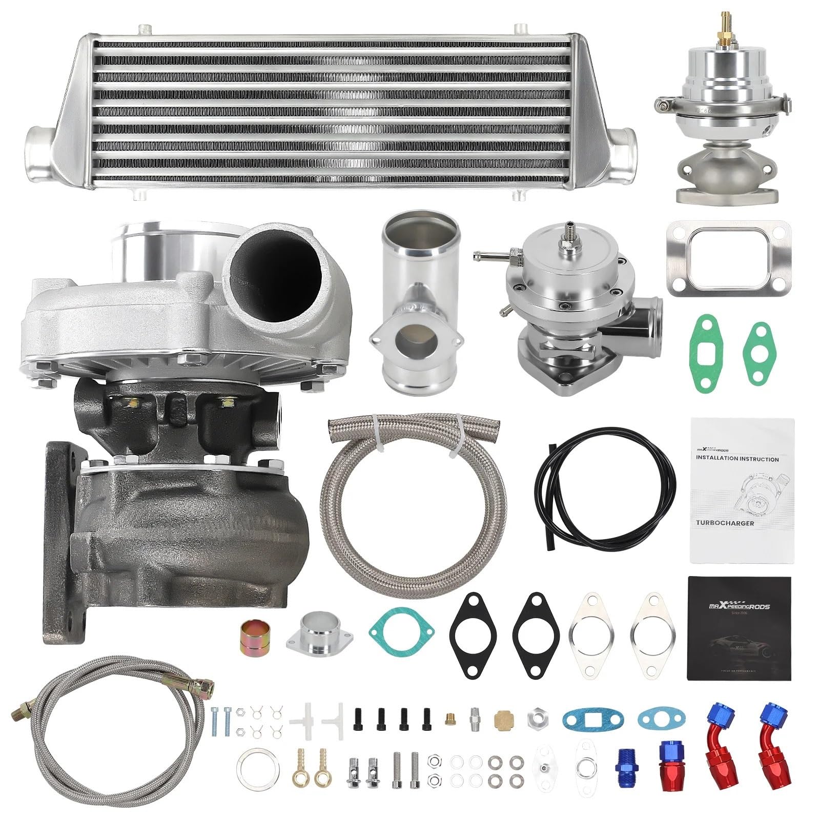 Abgasturbolader T3 T4 TO4E T04E 400 PS Universal Turbo Turbolader Kit mit Ladeluftkühler Turbolader Turbocharger Kit Abgasturbolader T3 T4 TO4E T04E 400 PS Universal Turbo Turbolader Kit mit Ladeluftkühler Turbolader Turbocharger Kit von ZRHYRG