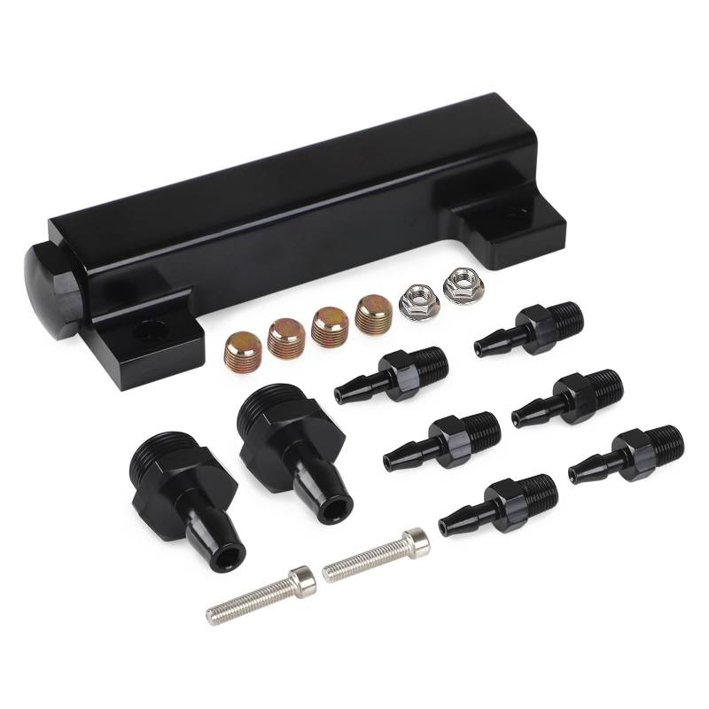 Abgasturbolader Vakuumblock-Ansaugkrümmer-Kit 1/8 Zoll NPT 6-Port-Boost Für Auto-LKW-Turbo Schwarz Aluminiumlegierung Einlass-/Auslass Turbocharger Kit von ZRHYRG