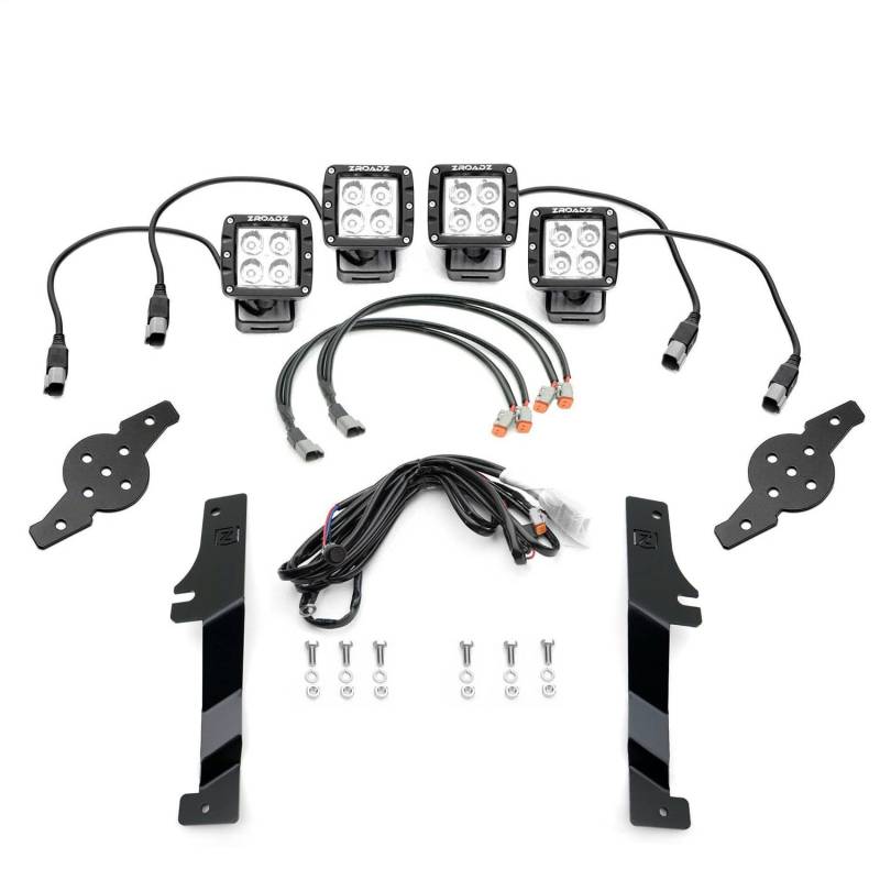 ZROADZ Ditch Hood Scharnier LED Kit – kompatibel mit 2017–2021 Ford F150 Raptor – inkl. (2) 7,6 cm LED-Pod-Leuchten – Baustahl glänzend schwarze Oberfläche – einfache Installation – PN #Z365701-KIT2 von ZROADZ