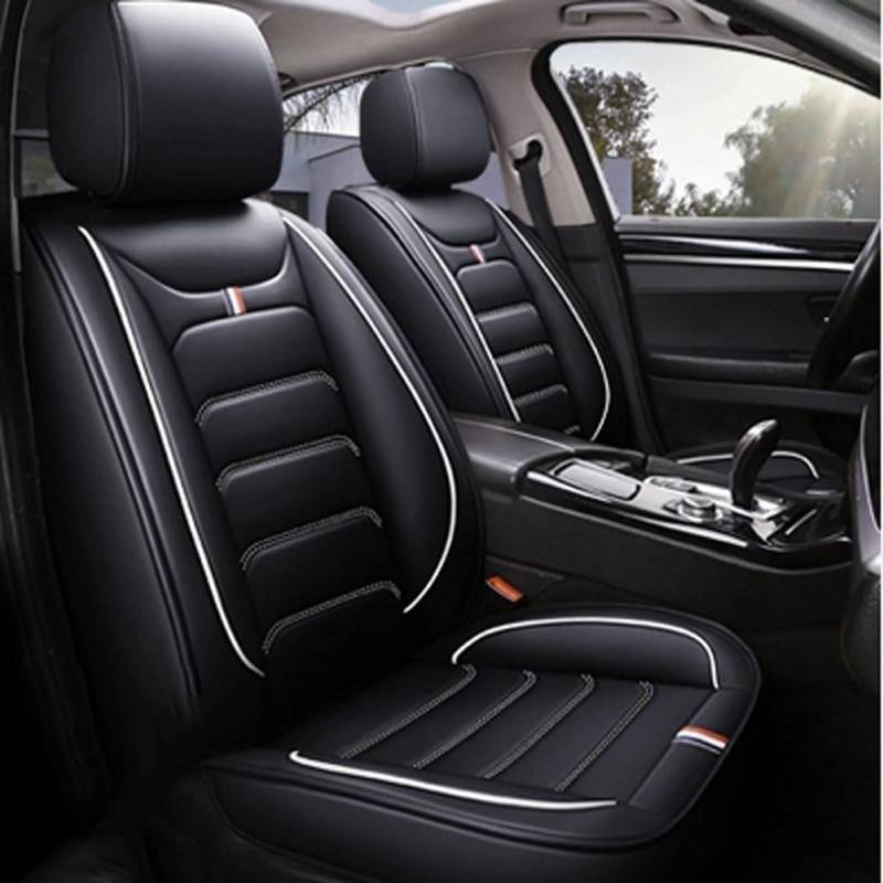 ZRVXTISX Auto Sitzbezüge Für Ford Kuga 3 MK3 ST-Line 2020-2023, Sitzbezug Leder Autositzbezüge Vordersitz Hinten Sitzbank Schutz Vier Jahreszeiten Innere Zubehör,A/Black-White von ZRVXTISX